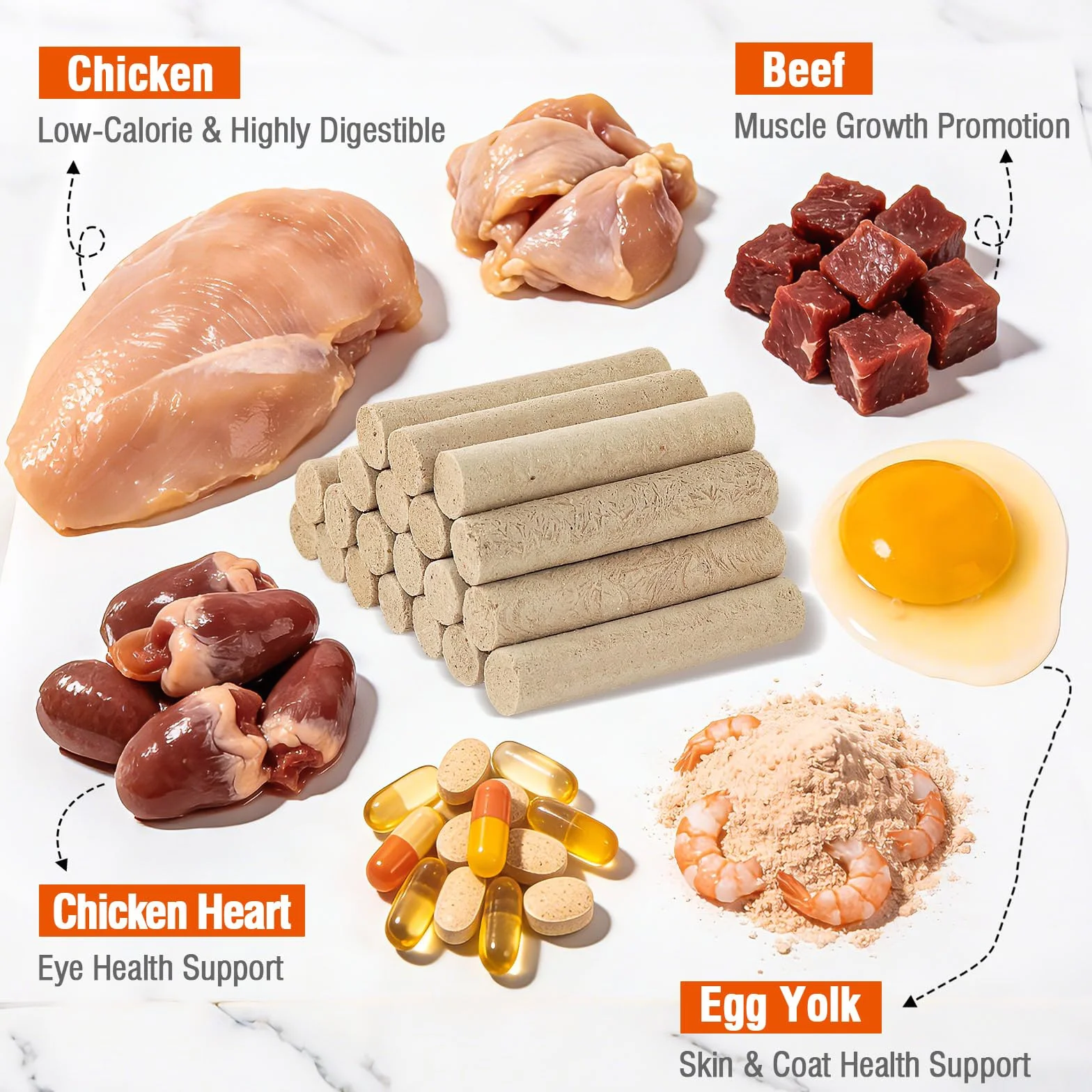 Snack Liofilizado de Pollo para Gatos, Carne de Vacuno Crujientes Snack para Gato Perros, Golosinas para Gatos Icas en Proteínas