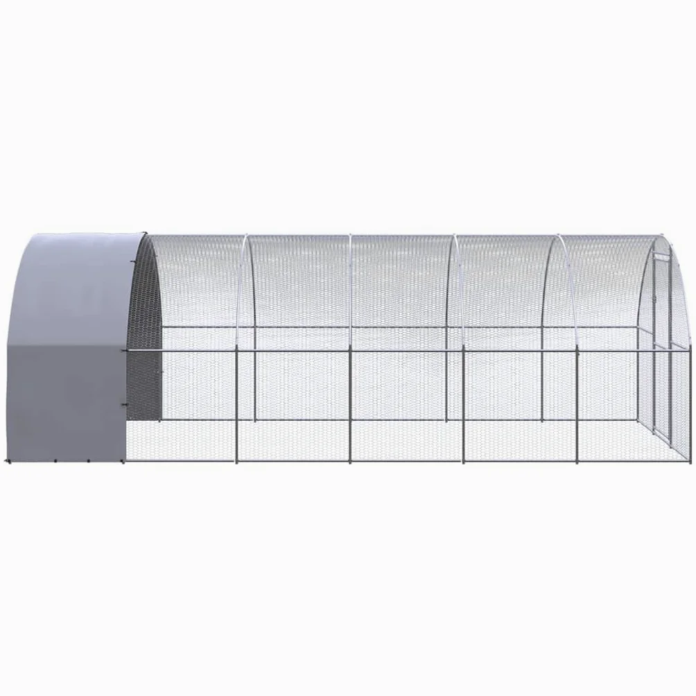 Gallinero para exteriores de acero galvanizado, 3 x 6 x 2 m, con techo para aves de corral, gallinas, patos y animales pequeños, cercado estable con malla de alambre para jardín