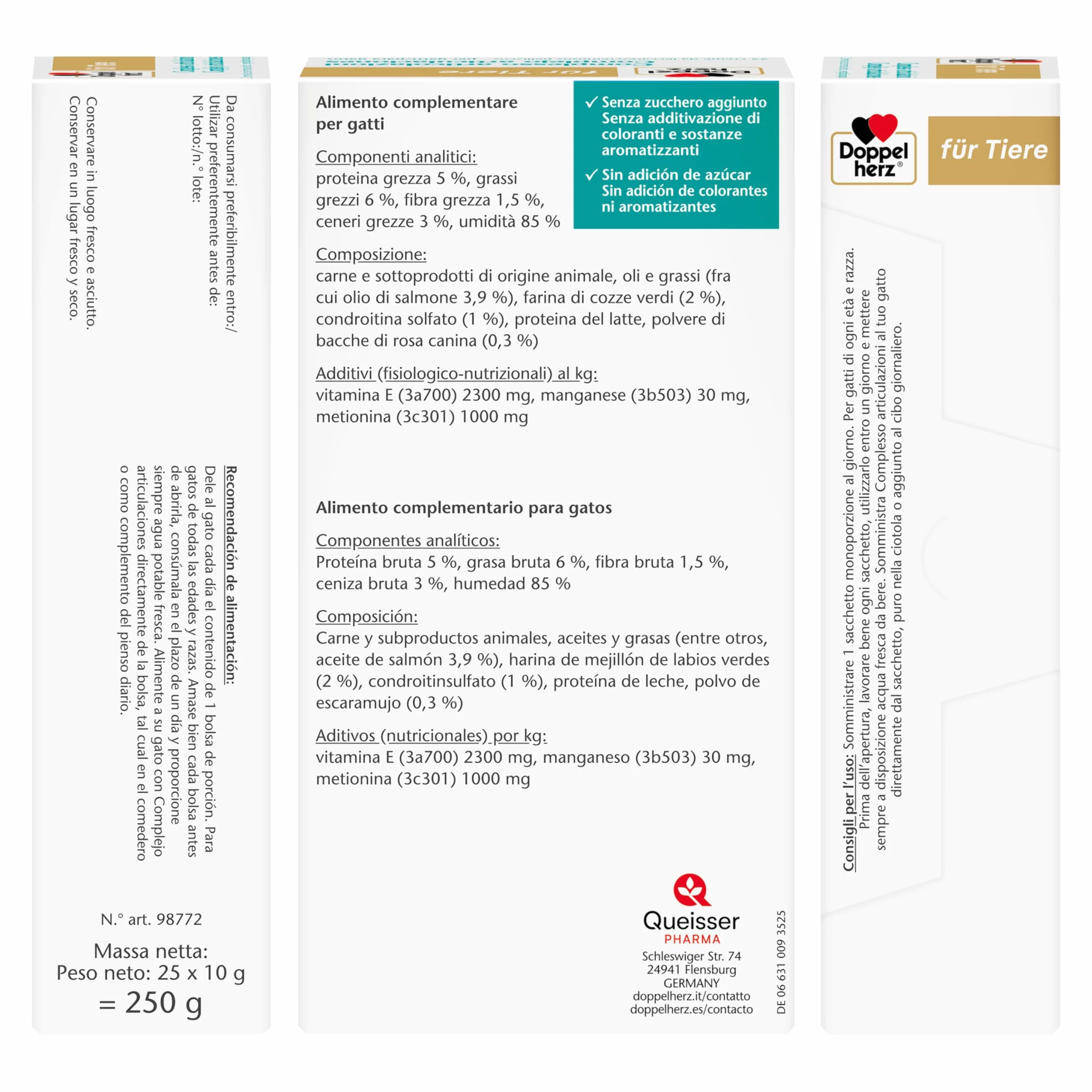 Doppelherz Complejo articulaciones para Gatos, Ayuda al metabolismo de Las articulaciones en Caso de osteoartritis, 25 cremosos pellizcos