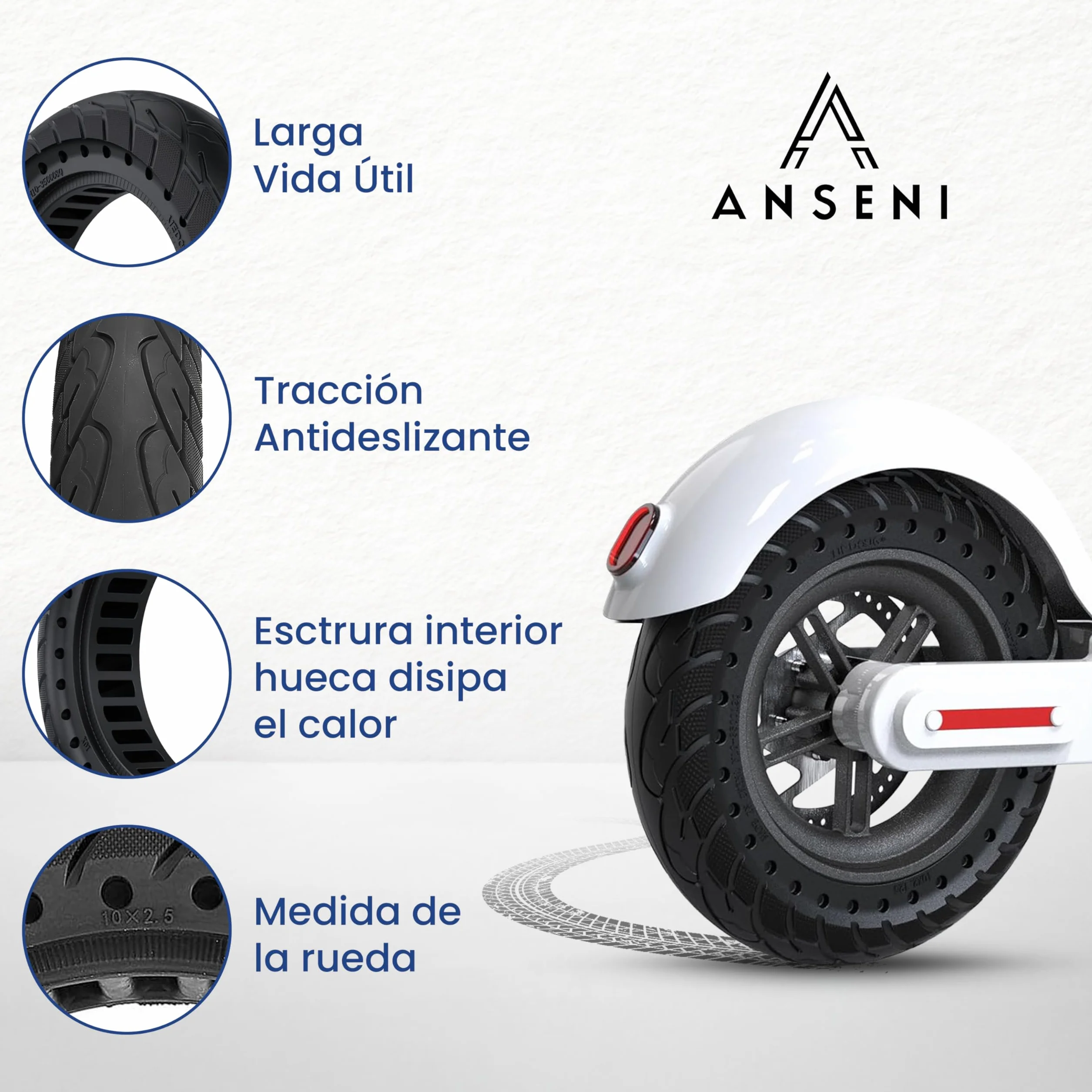 Ruedas Macizas 60/70-6.5 Neumatico 10 pulgadas 10x2.50 Rueda de Repuesto Antipinchazos para Patinete Eléctrico Segway Ninebot E3 E, Ninebot Max G30/G30D, Xiaomi 5/5 Max, Smartgyro K2 1Ud