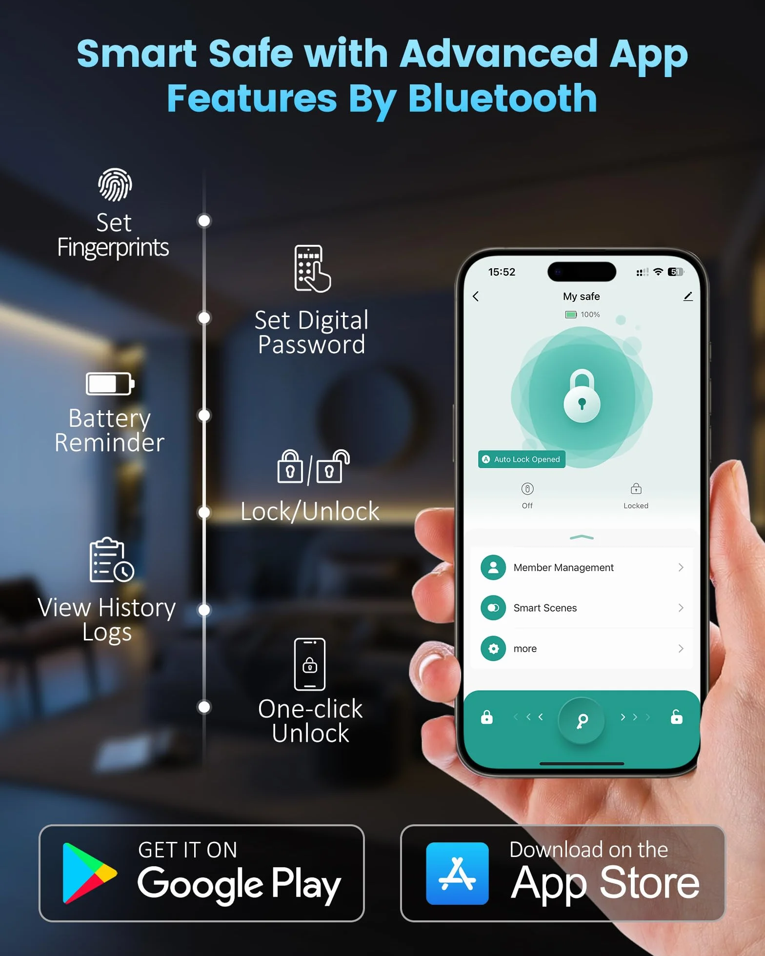 BOOSTEADY Caja fuerte biométrica inteligente para pistolas acceso rápido huella dactilar teclado digital llave app