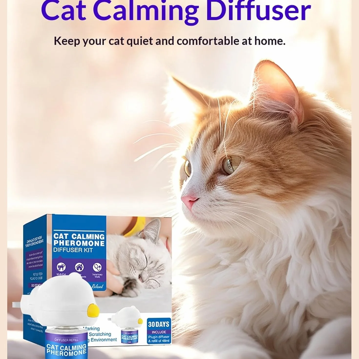 Petwellness Diffuseur Chat, Pet wellness Diffuseur Chat - Difusor para gatos 6 en 1: Corrige eficazmente el comportamiento de micción inapropiada Aliviar el estrés y la ansiedad en los gatos (2 PCS)