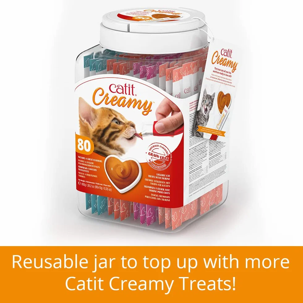 Snack liquido para gatos Catit Creamy Bote Surtido, 80 x 10 g