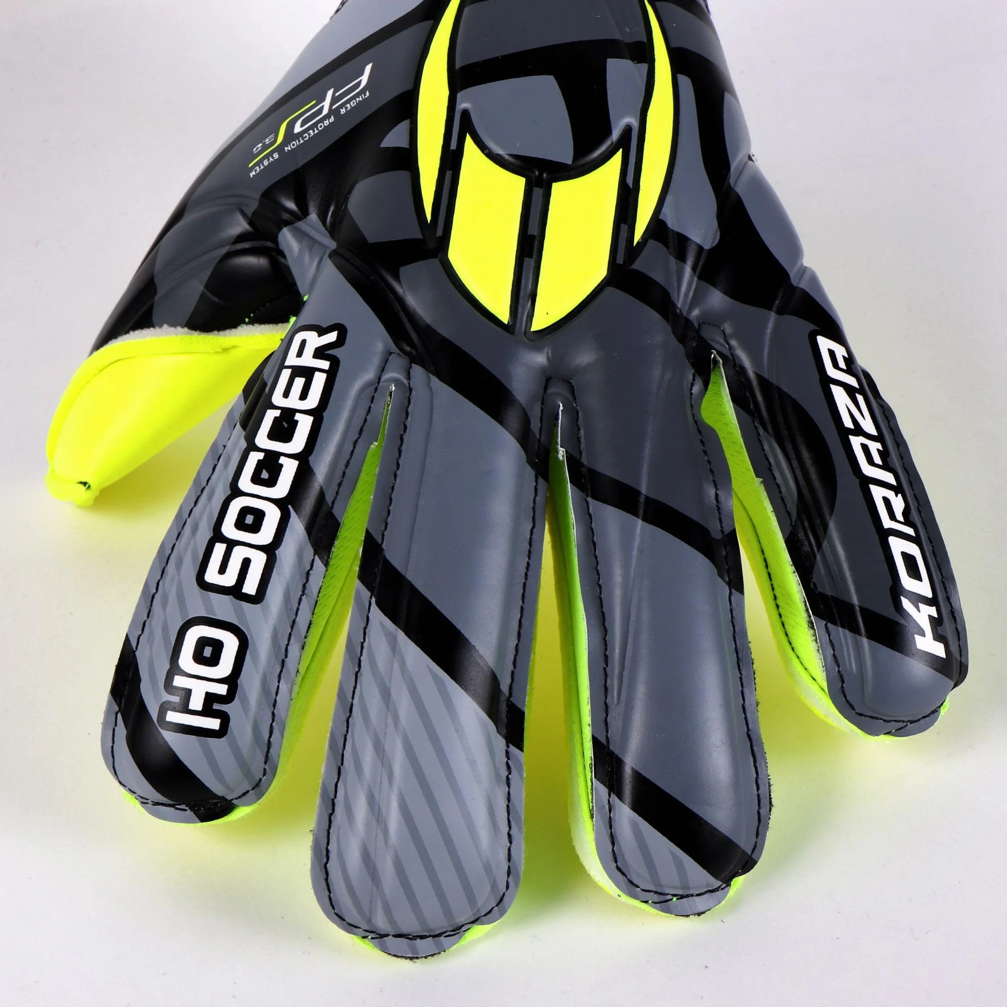 Guantes de Portero KORAZA HO Soccer con Protección Dedos Extraíbles Gris Lima