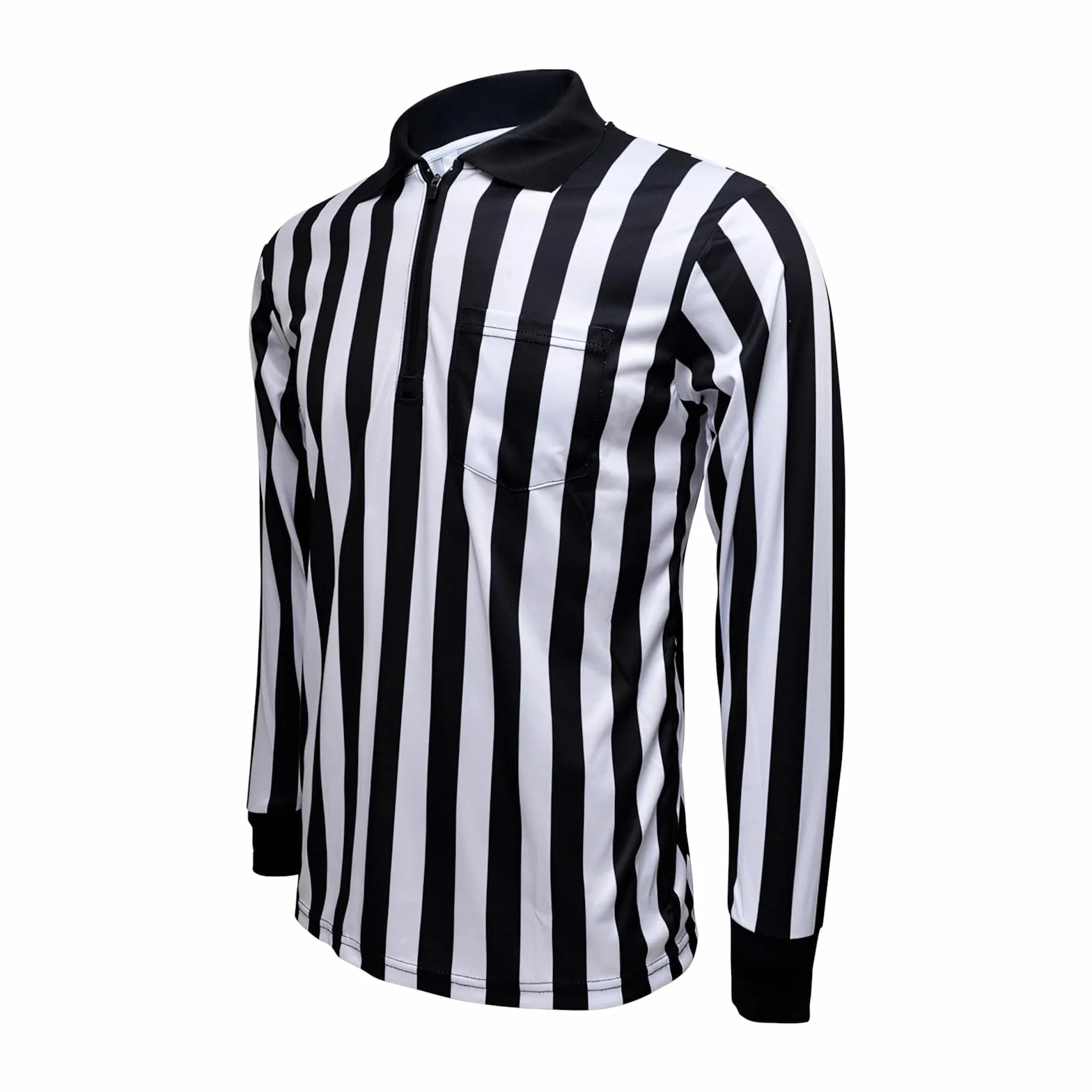 TopTie Camiseta árbitro Manga Larga Deporte Ropa Cremallera 1/4 Rayas Negras y Blancas