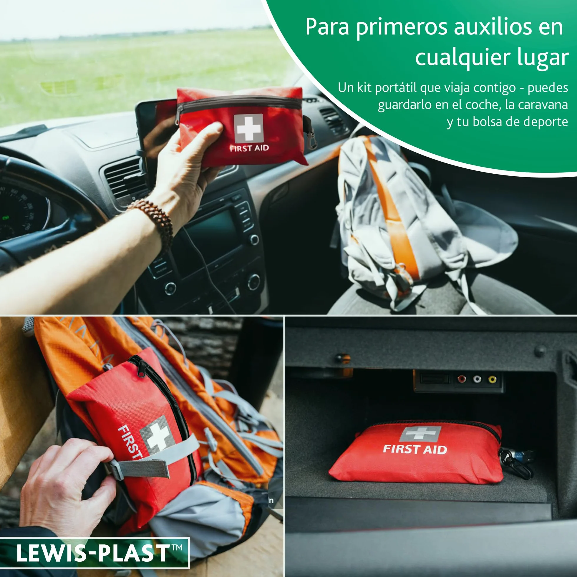 LEWIS PLAST Kit Completo de Primeros Auxilios 92 Piezas para Exterior