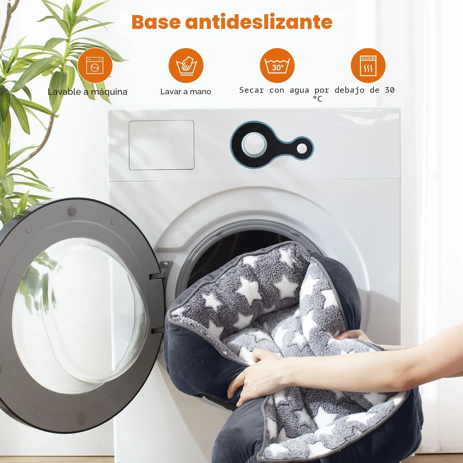 FURTIME Cama para Perros Medianos Antideslizante Antiestres - Colchon Lavable, Caseta, Cuna, Sofa - M(63x53x20cm) Negro