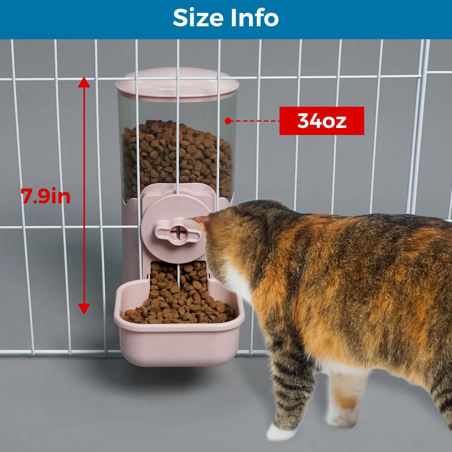 Vannon Dispensador automático de alimentos colgante para animales pequeños, comedero de gravedad de 35 onzas para jaula, cuenco de comida para conejo, cachorro, gato, hurón, cobaya, chinchilla, loro