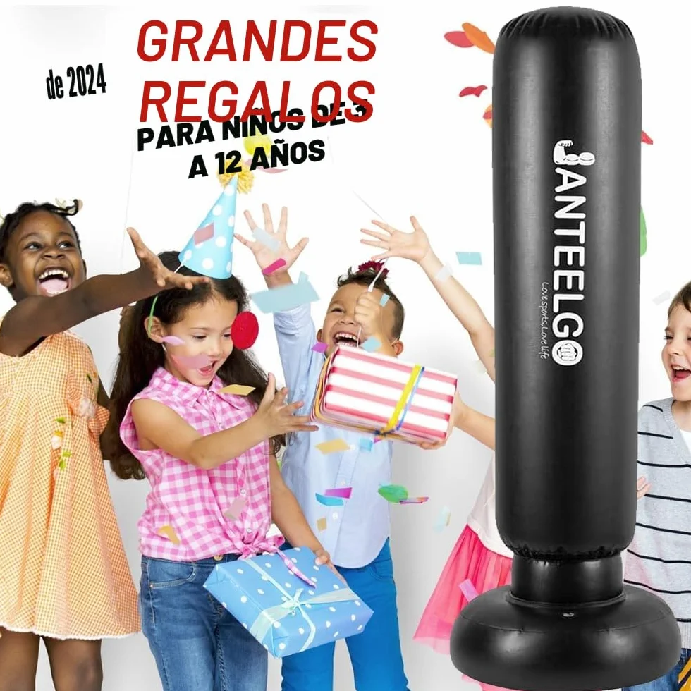 Saco de Boxeo de Pie Niños 150cm Punching Ball Inflable JanTeelGO para Karate Taekwondo