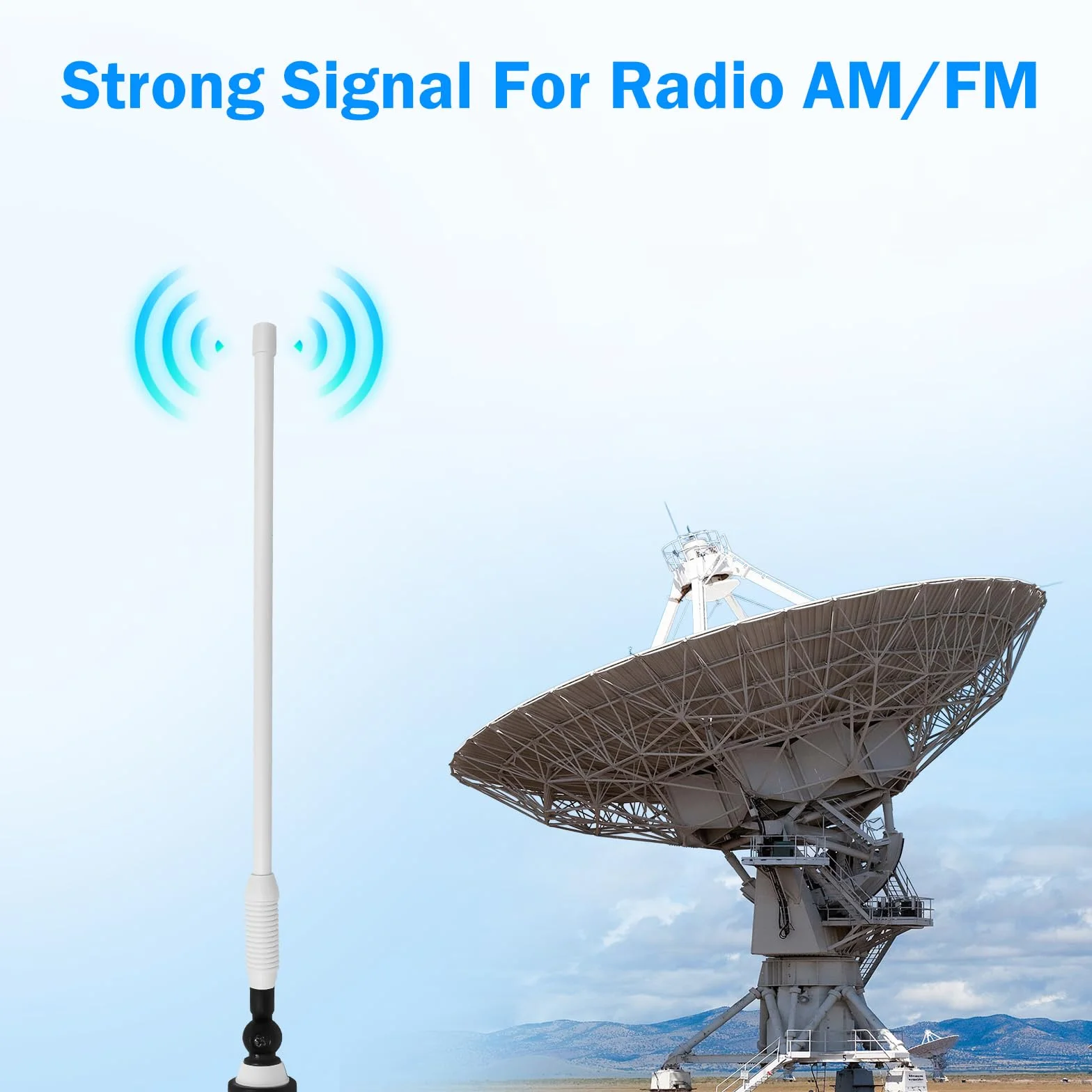 STUDIOFINIX Antena de radio marítima impermeable Dipolo flexible mástil FM AM para barco
