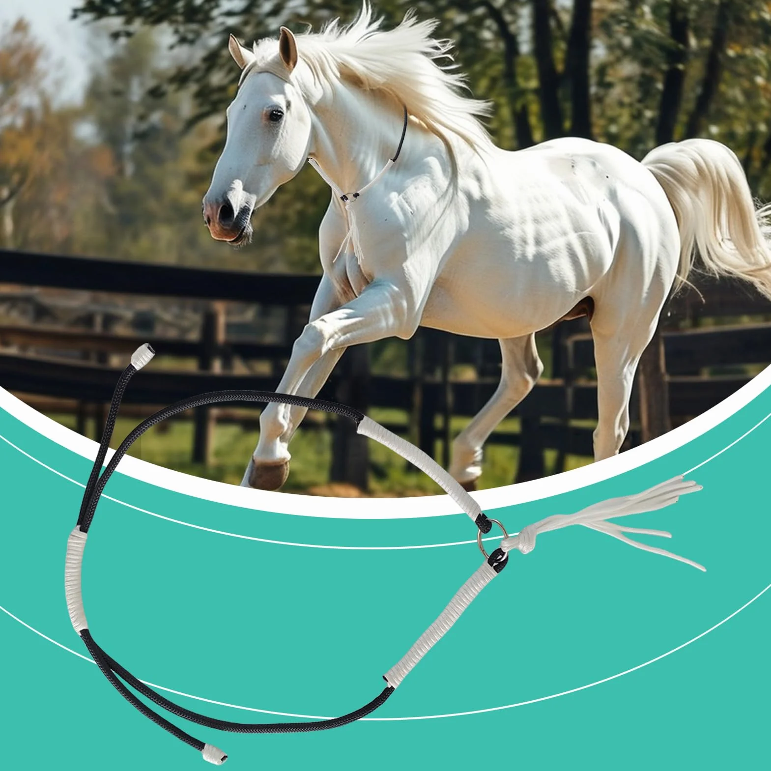 Riendas De Caballo Estilo Western | Pretal para Caballos | Cabezada Tejida a Mano con Flecos Ayuda para la Obediencia de Jinete y Espectáculos Ecuestres en Clubes Hípicos