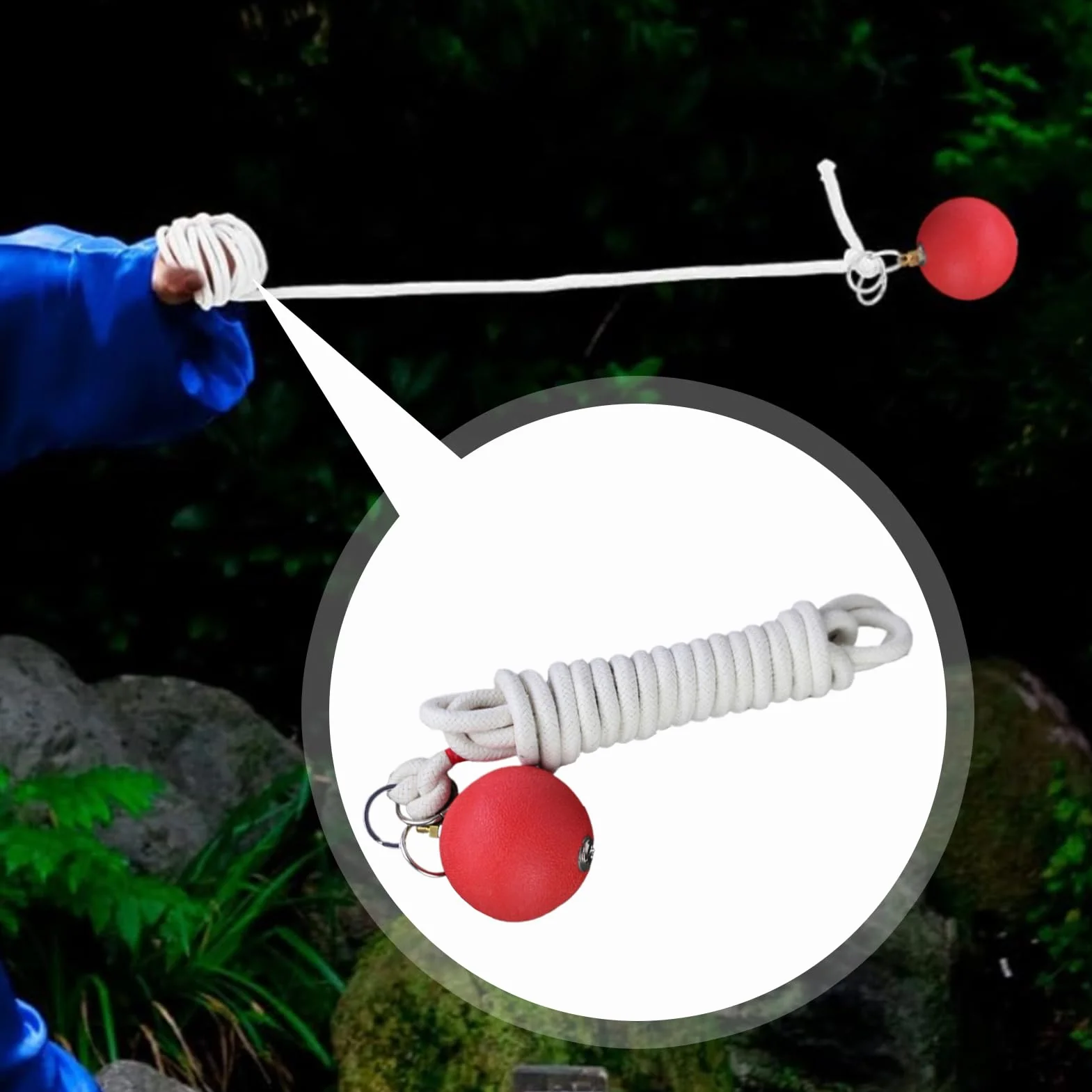 Rope Dart Hammer, Rubber Throw Practice Rope Darts, Martial Arts Soft Equipment, 137.8 Inches