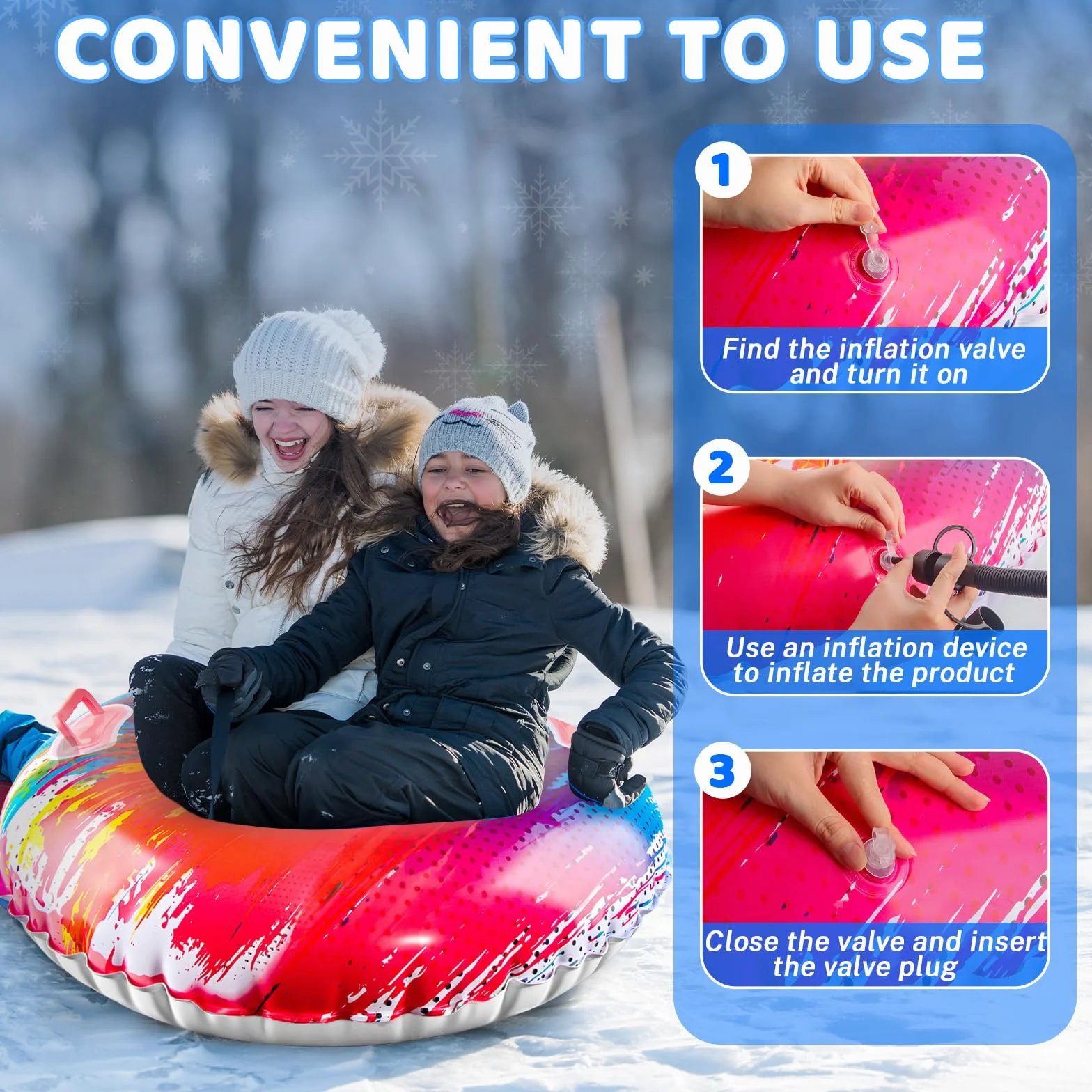 Colchoneta Nieve Fancysky Trineo Inflable 80x80 cm Tobogán Nieve Invernal