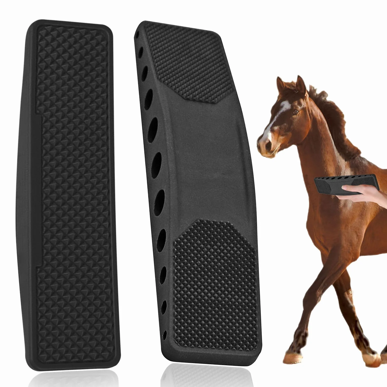 2 Pcs Peine De Masaje De Caballo,6 En 1 Peine Masajeador Para Caballos,Cepillos Para El Cuidado Del Caballo,Cepillo De Raíz De Caballo,Eliminar El Pelo Seco y Suelto De Los Perros De Caballo