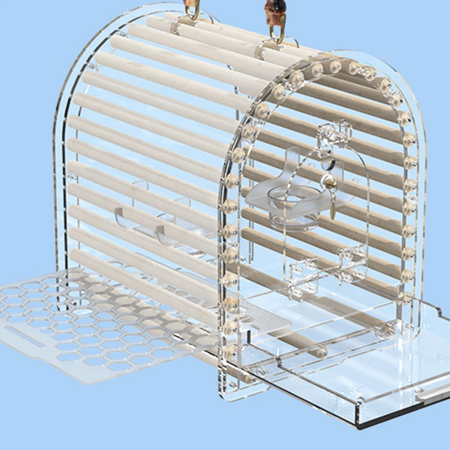 Jaula de viaje de mano para loros pequeños, acrílico transparente para agapornis, caja de transporte portátil para pájaros acrílicos Conure para pájaros ventilados para viajes