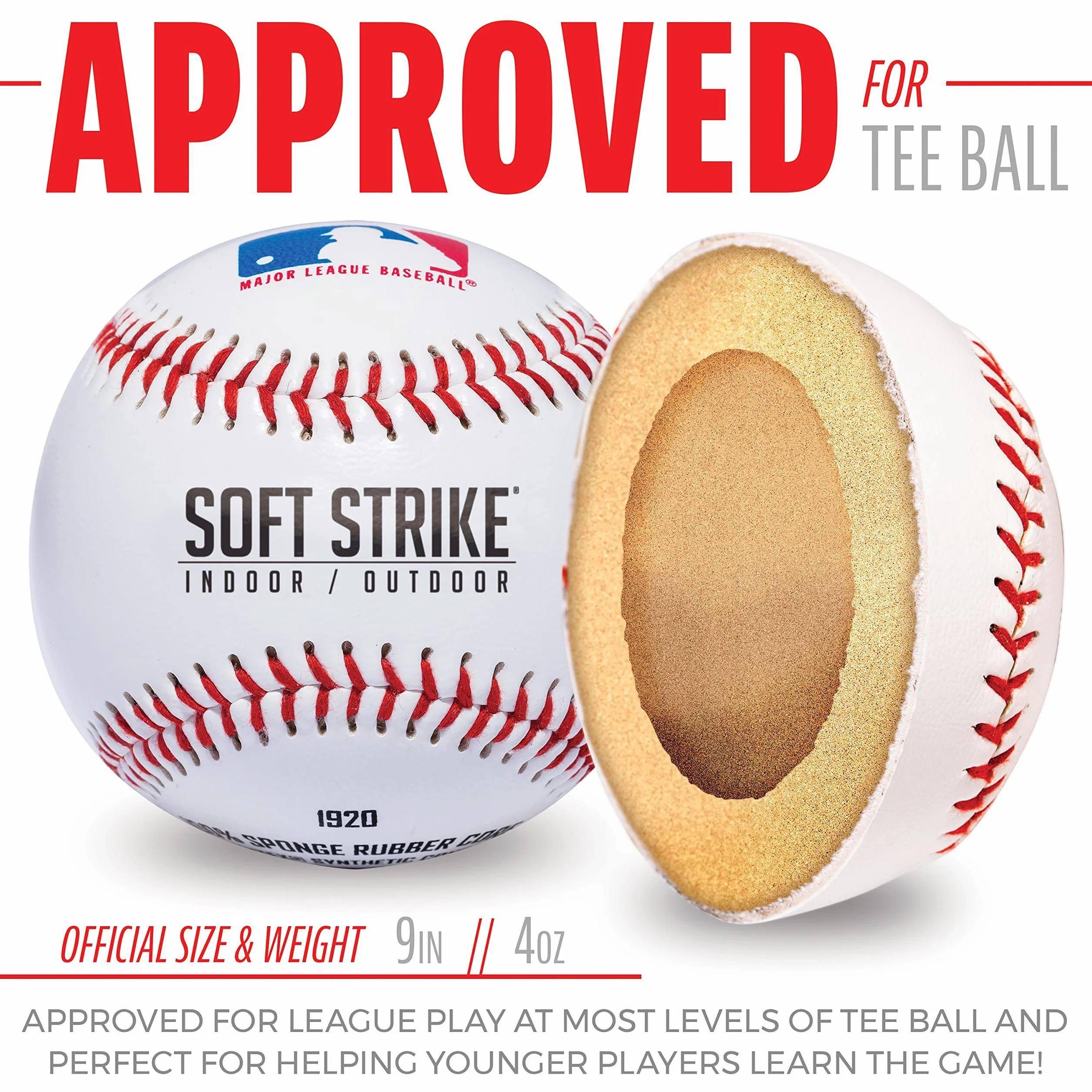 Franklin Sports Soft-Strike Teeball Bola de Teeball MLB Oficial