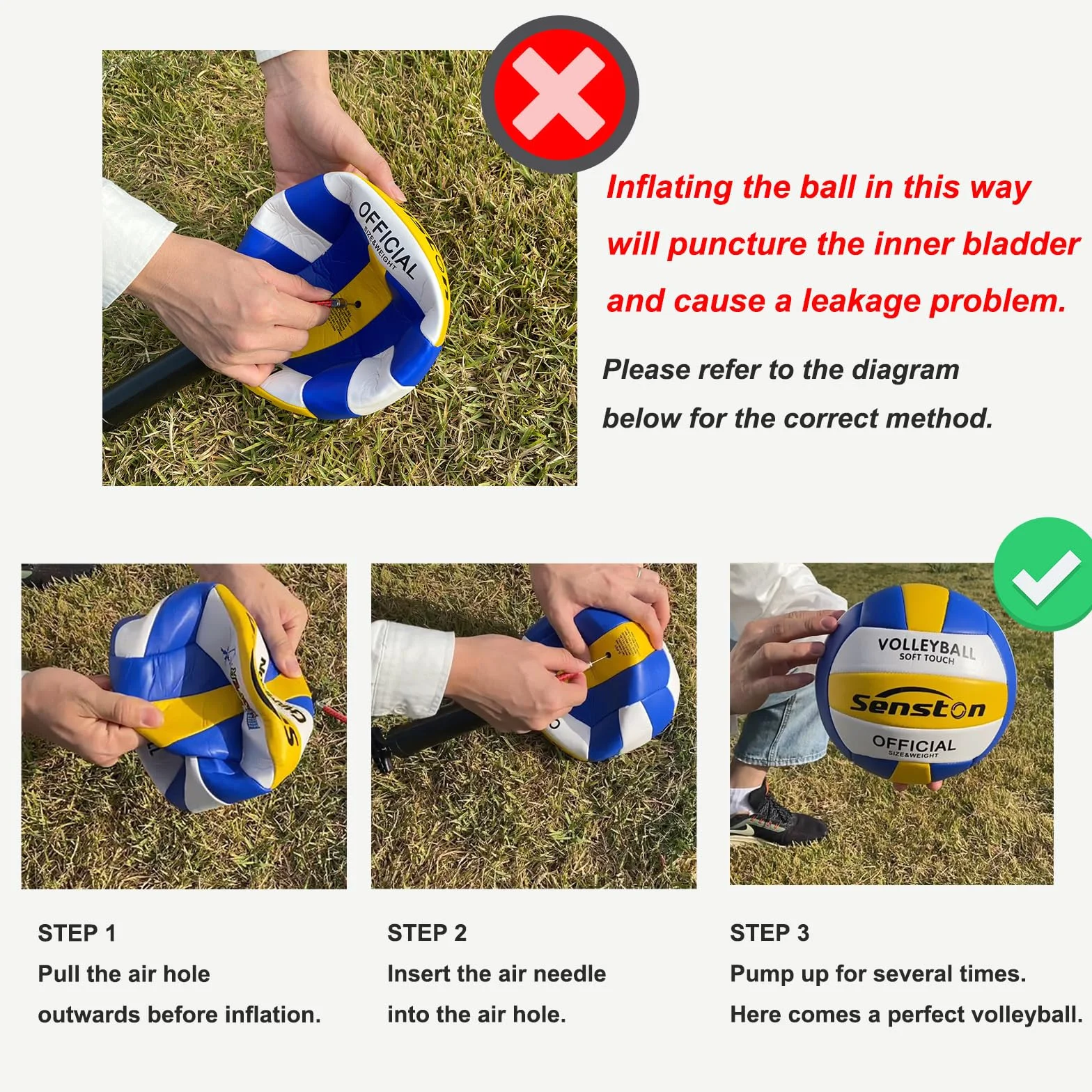 Senston Balón Voleibol Tamaño 5 de Entrenamiento para Interior y Exterior