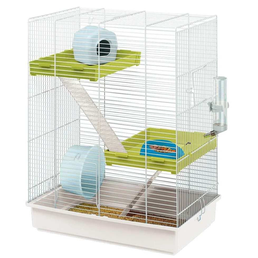 Ferplast Jaula para hámster Tris, 3 Pisos con rampas, Accesorios incluidos, 46 x 29 x 58 cm