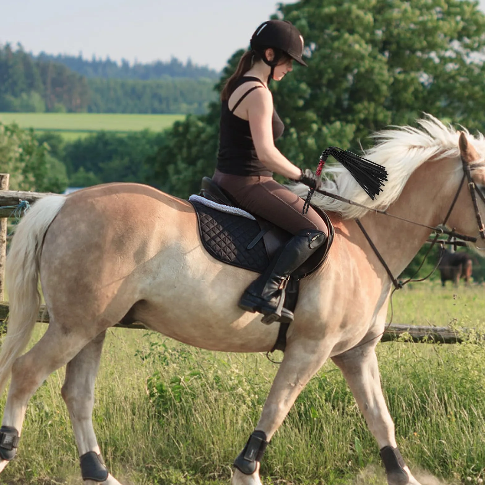 Latigo Cuero Artificial Suave PU Caballos Herramienta Entrenamiento Accesorios Disfraces Cultivo Montar