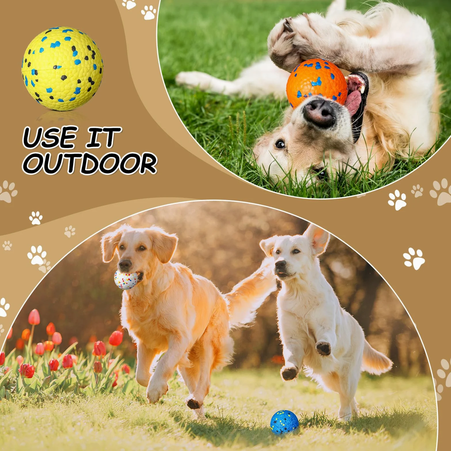 Aliceset 4 pelotas de tenis para perros para masticadores agresivos, juguetes indestructibles para la dentición, juguete duradero para masticar cachorros, juguete flotante para perros grandes,