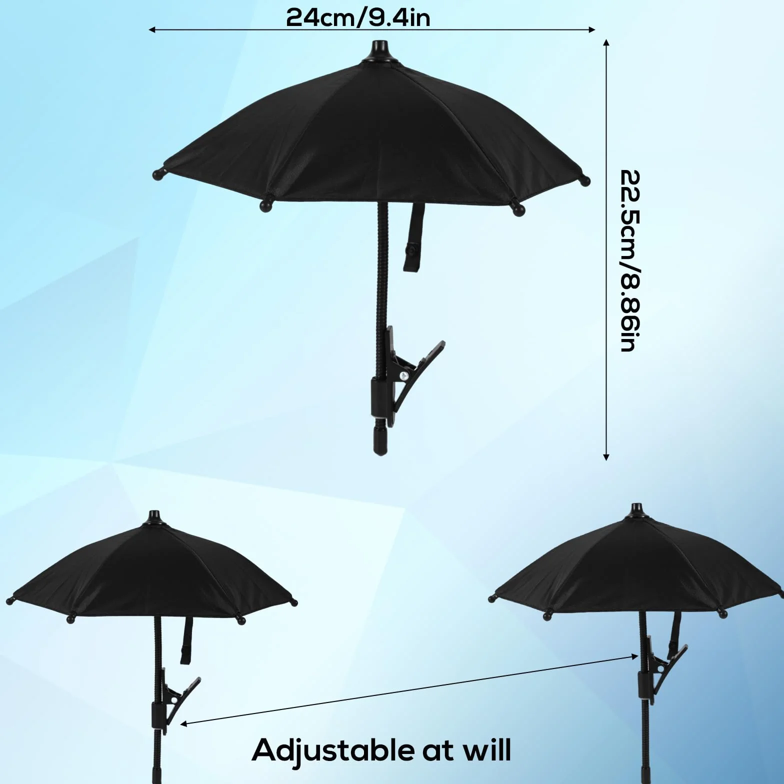 BOXOB Clips de Paraguas para Teléfono Ajustables Parasol Celular Cubre Sombra Proteger Pantalla del Sol Lluvia