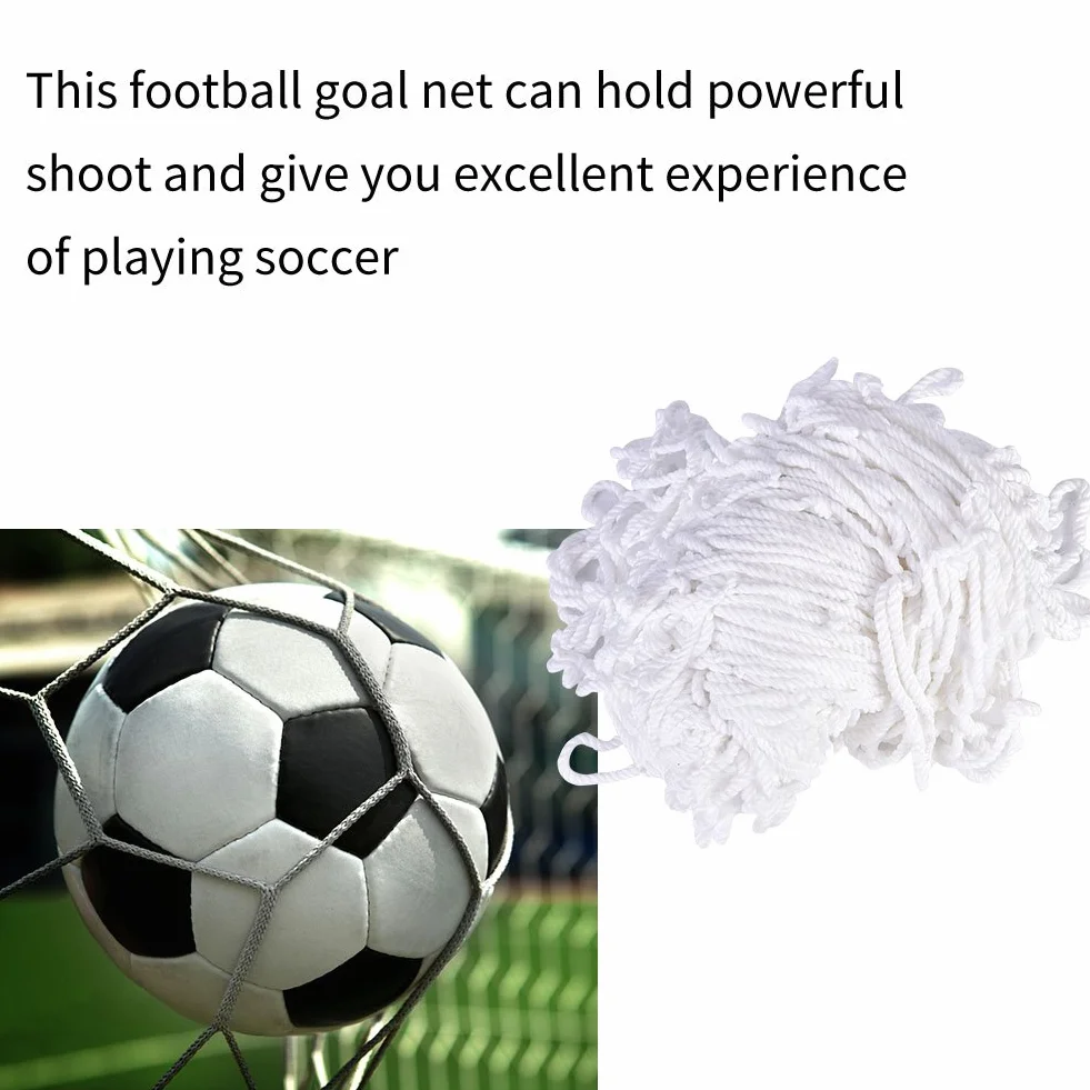 Keenso Red de Portería de Fútbol 3x2m Fibra de Cuerda de Algodón Blanca