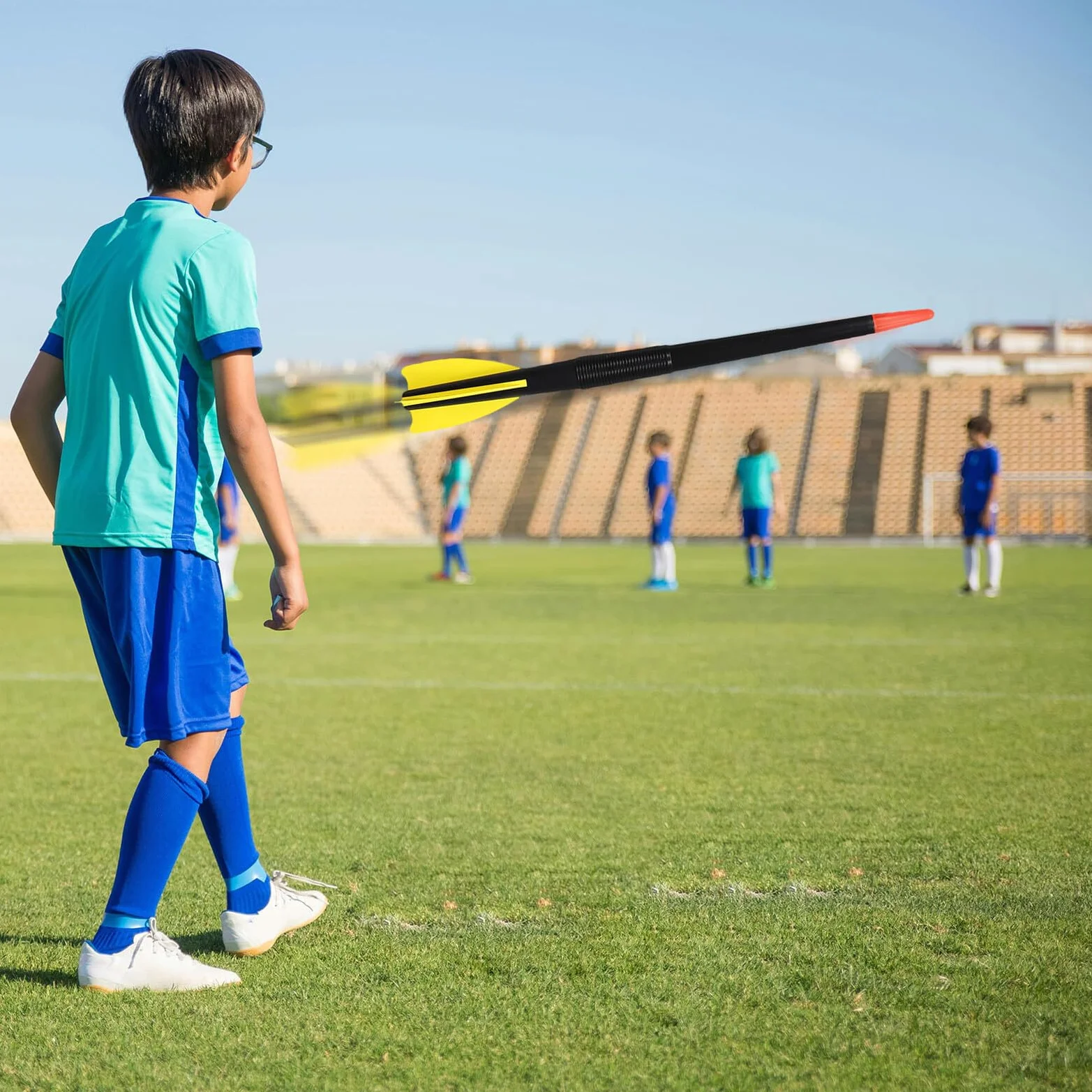 STOBAZA Jabalinas Deportivas Infantiles de Plástico Abs Amarillo para Entrenamiento y Competición Escolar