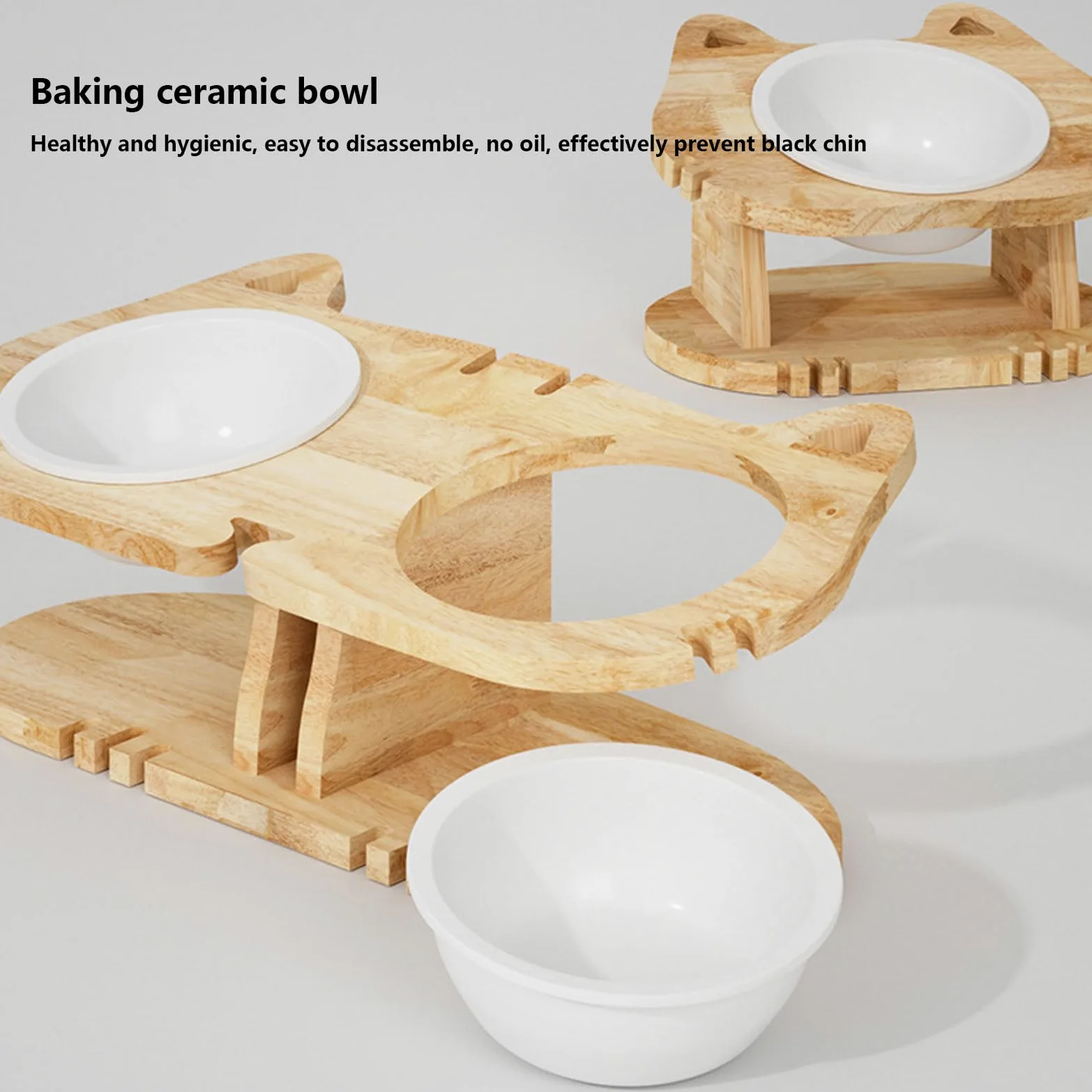 Cuencos de cerámica for Perros y Gatos, Juego comederos bebederos for pequeños, Platos Pesados ​​para, estación alimentación for Mascotas(S)