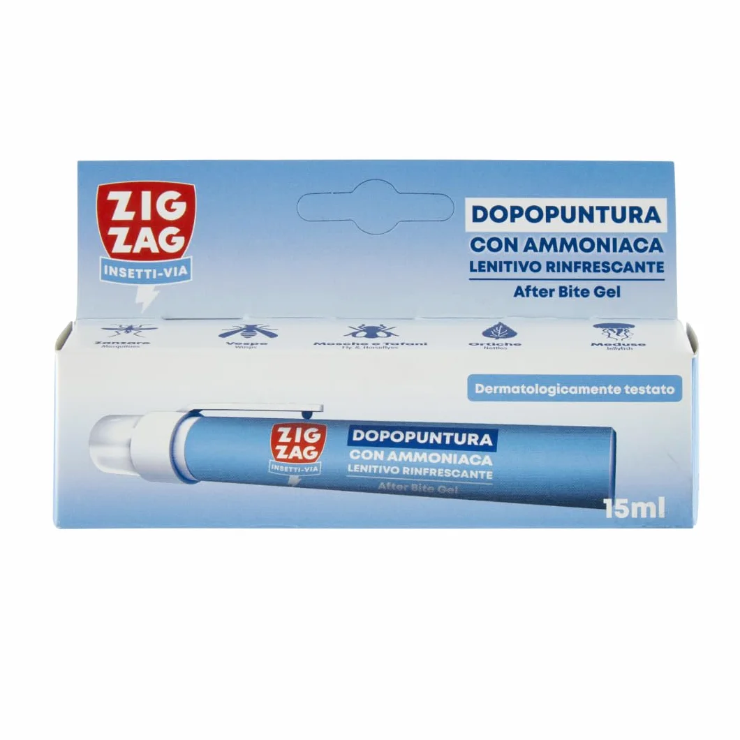 ZIG - ZAG, Pluma de dopopuntura calmante con amoniaco, Alivia la sensación de picazón, indicado para picaduras de Insectos, Contenido de 15 ml