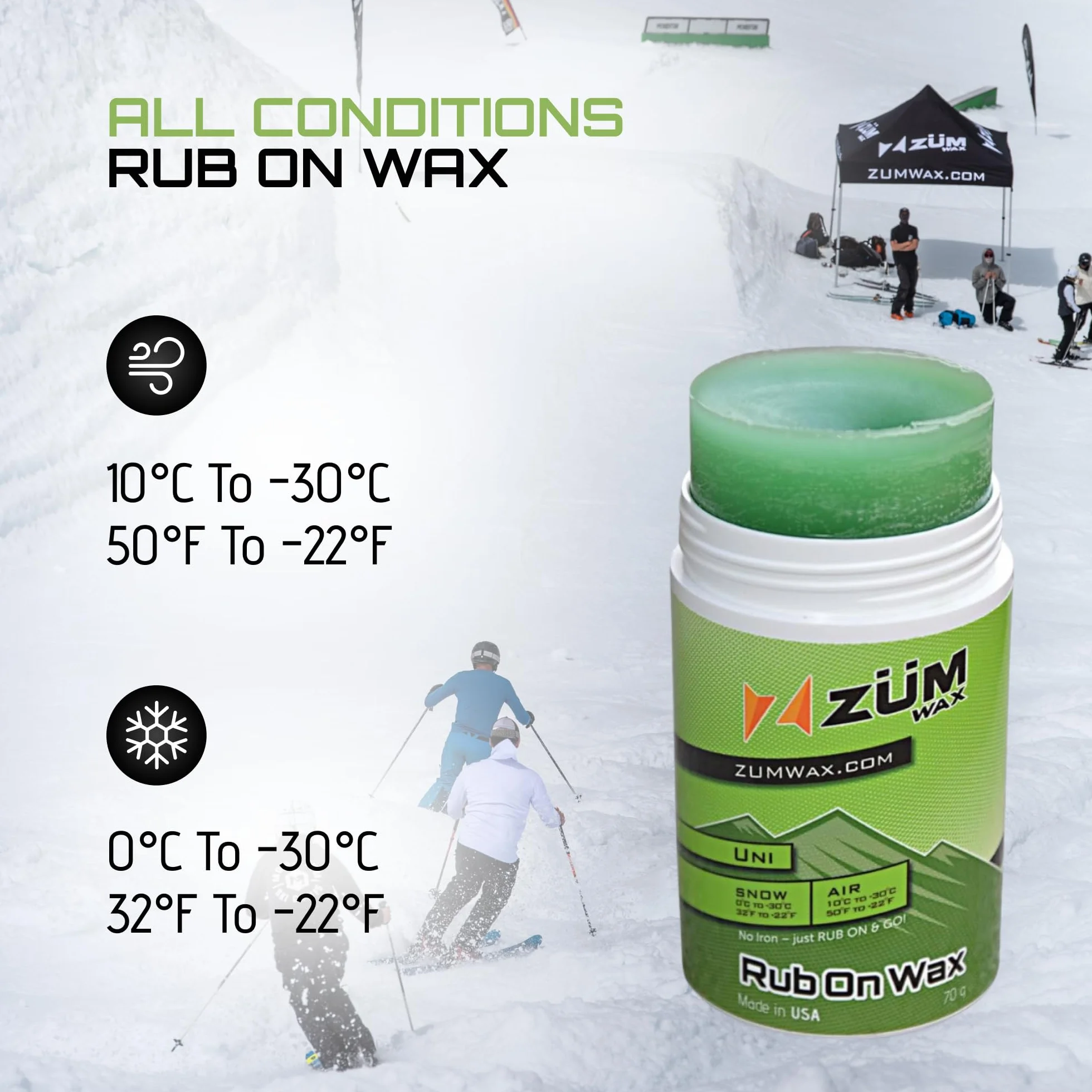 RUB ON Wax Ski Snowboard All Temperature Universal 70 gramos