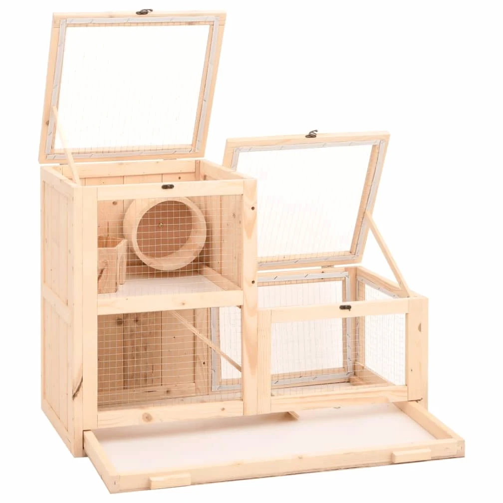 INLIFE Jaula para hámster, 81 x 40 x 60 cm, madera maciza de abeto, 9,35 kg, 172384