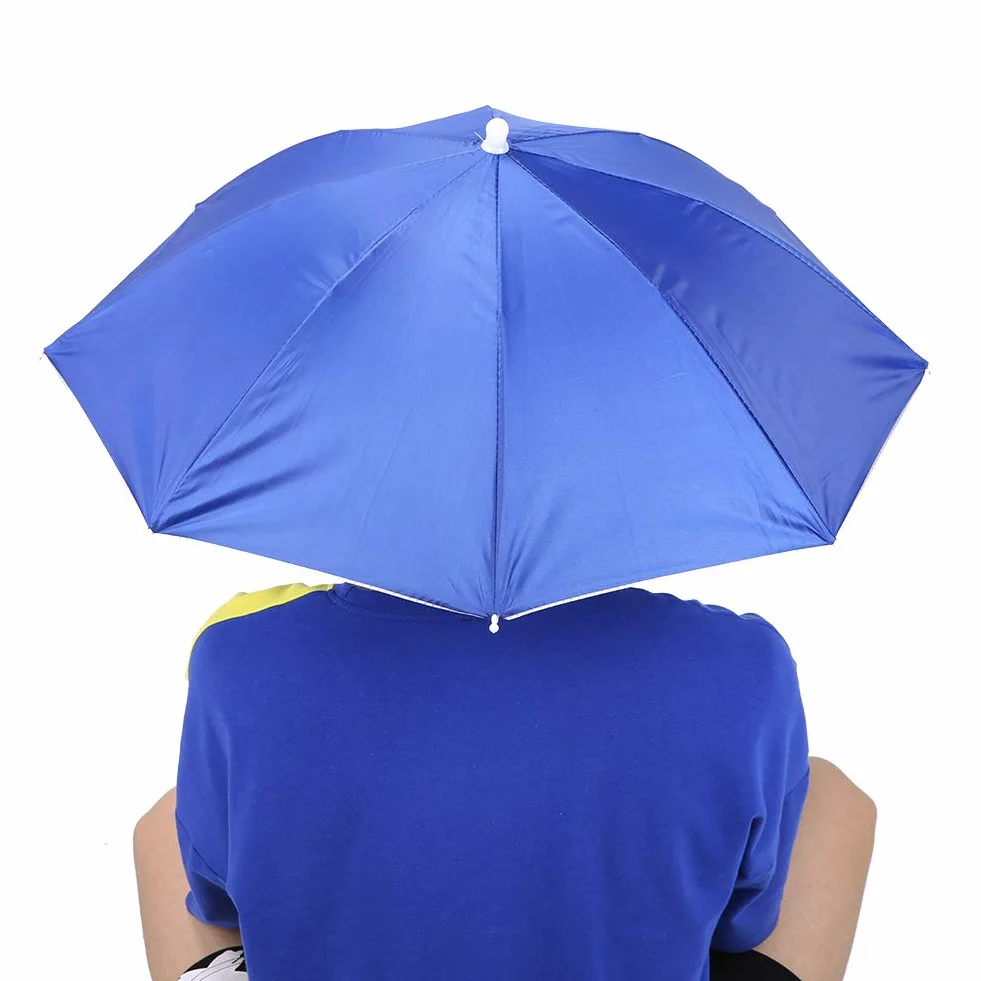 Nikou Paraguas de pesca 65 cm plegable sombrero montado camuflaje azul real