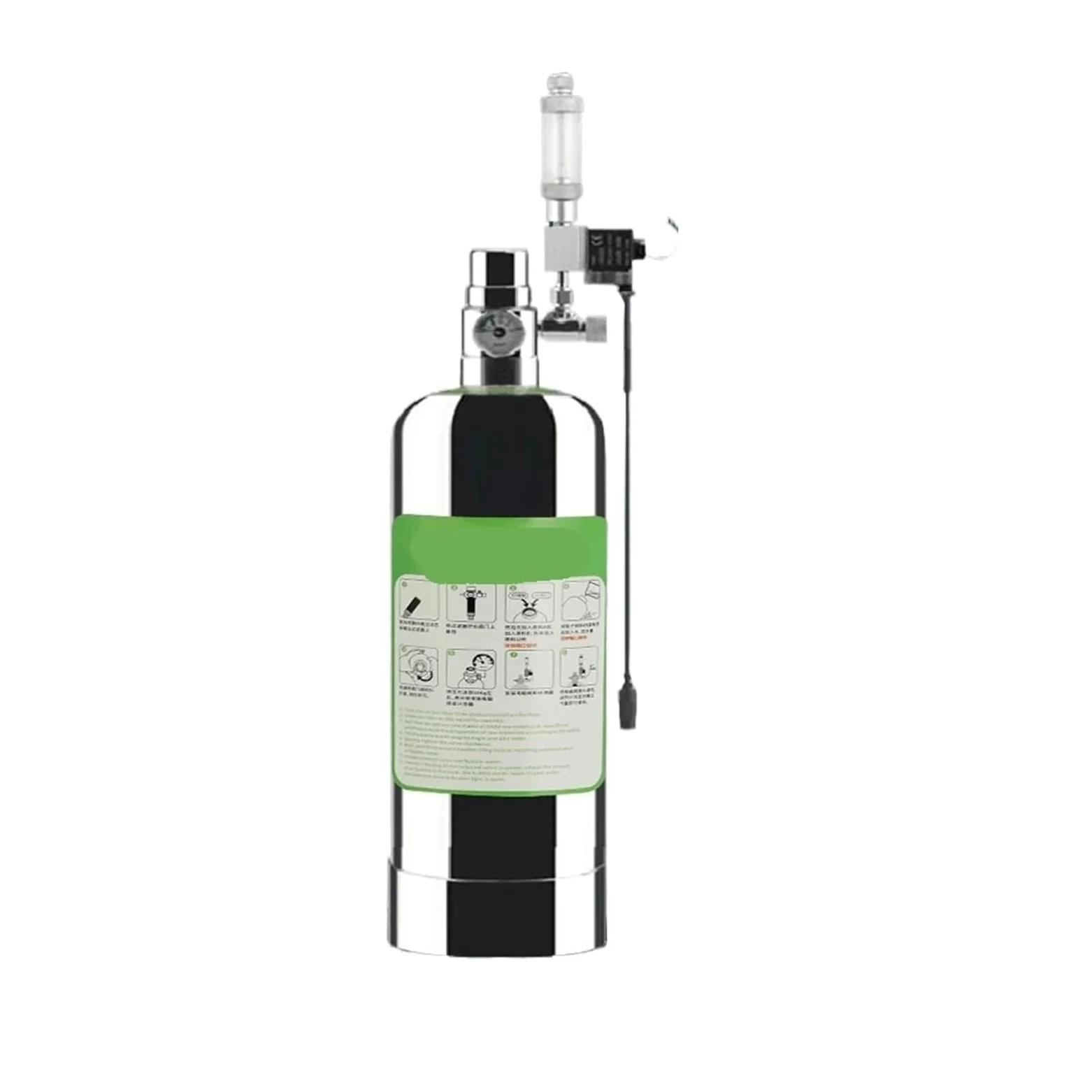 Kit de Sistema generador CO2 for Acuario Doble 5L, Cilindro con válvula solenoide, difusor Burbujas, dióxido Carbono(5L)