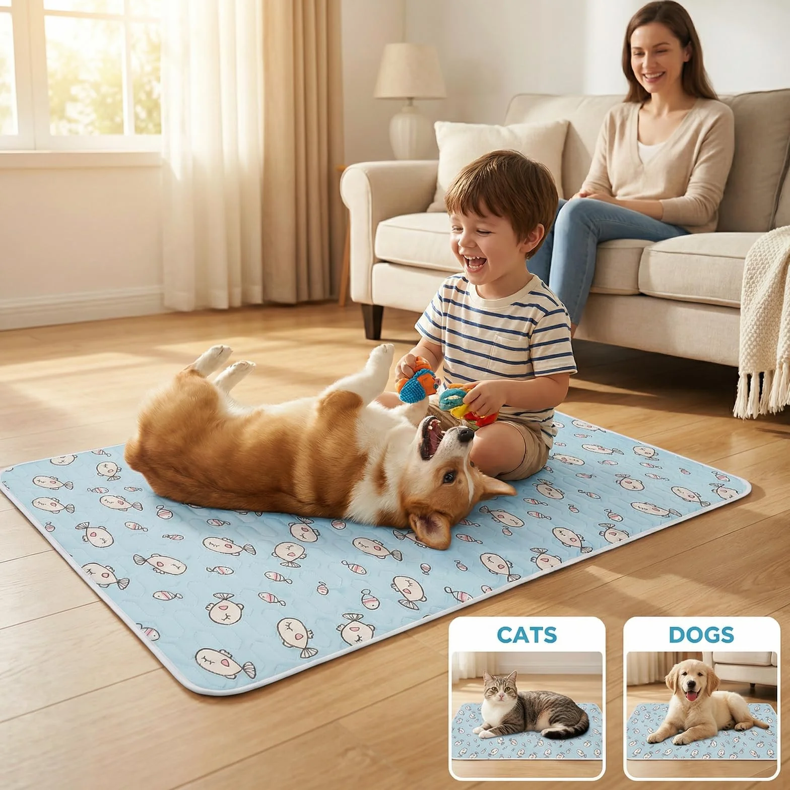 Ninonly Alfombra Refrescante para Perros y Gatos, 50x70cm Cama Fresca para Mascotas, Colchoneta Refrescante Alfombrilla de Verano Lavable a Máquina y Plegable, Manta Fria Ideal para Hogar Coche Viaje