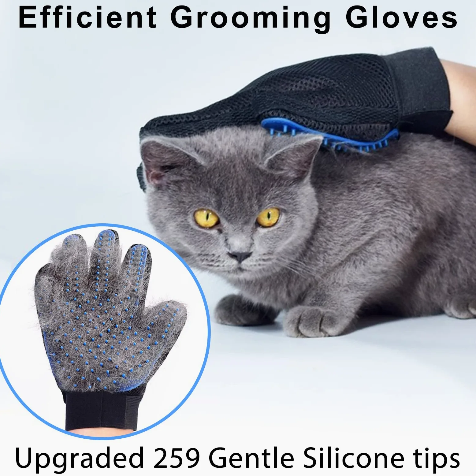 Cepillo de guante de aseo para gatos, herramienta para quitar pelo de mascotas, removedor de pelo de perro reutilizable para alfombras, muebles, sofá, ropa, ecológico y de alta eficiencia
