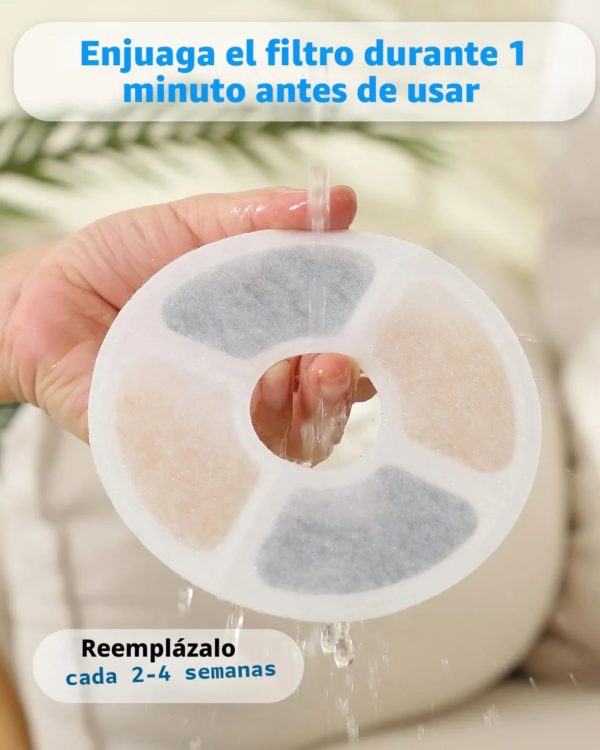Filtros Fuente Gatos, 1.6-2.5L Filtros Fuente para Gatos Repuesto de [6PCS] Filtros Agua Gato de Triple Acción con Resina de Intercambio Iónico, Carbón Activado