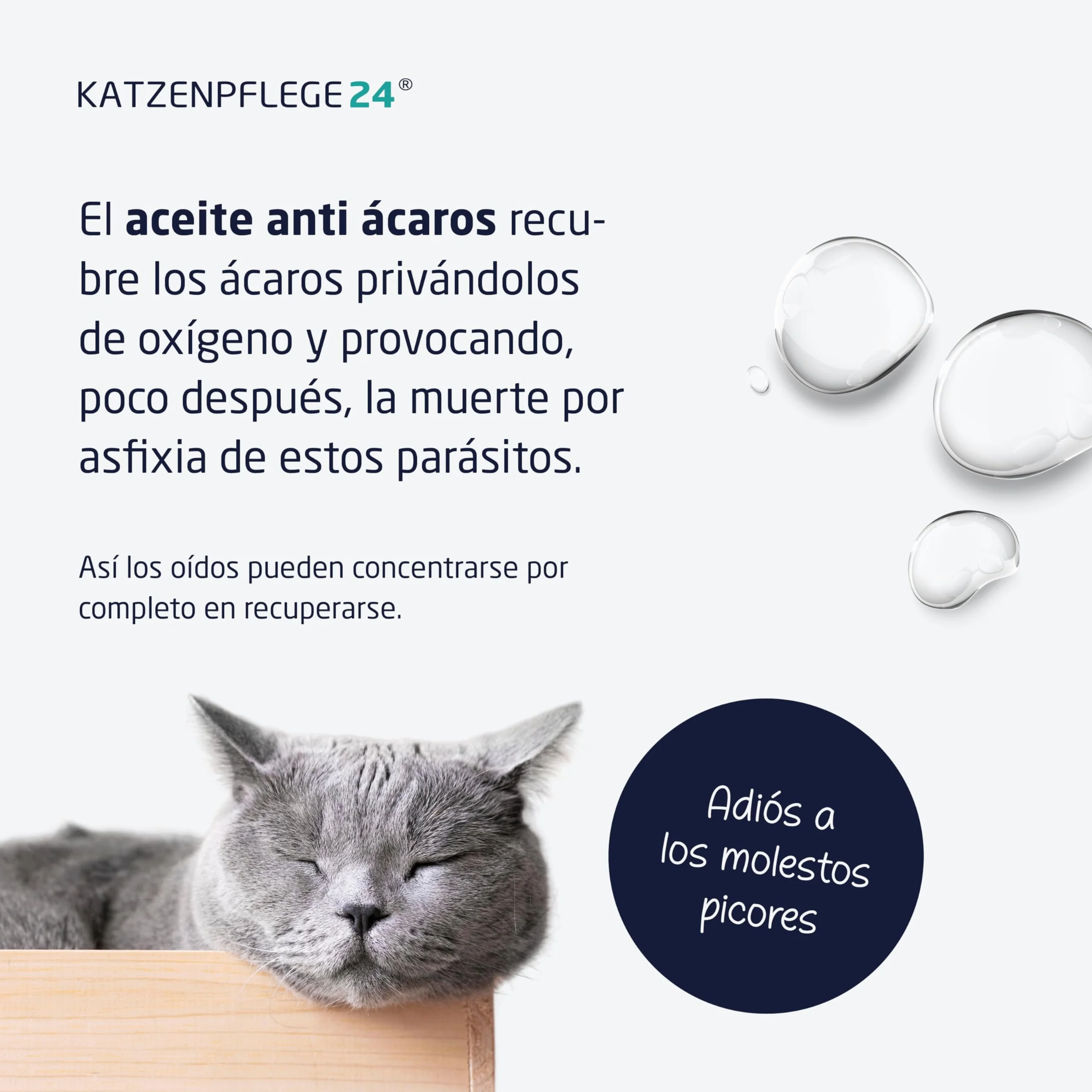 Aceite antiácaros Gatos y Perros 50ml - Efecto inmediato 100% Natural contra ácaros, Otitis, infecciones de oído, inflamación y escozor - Gotas infeccion oidos Perros y Gatos