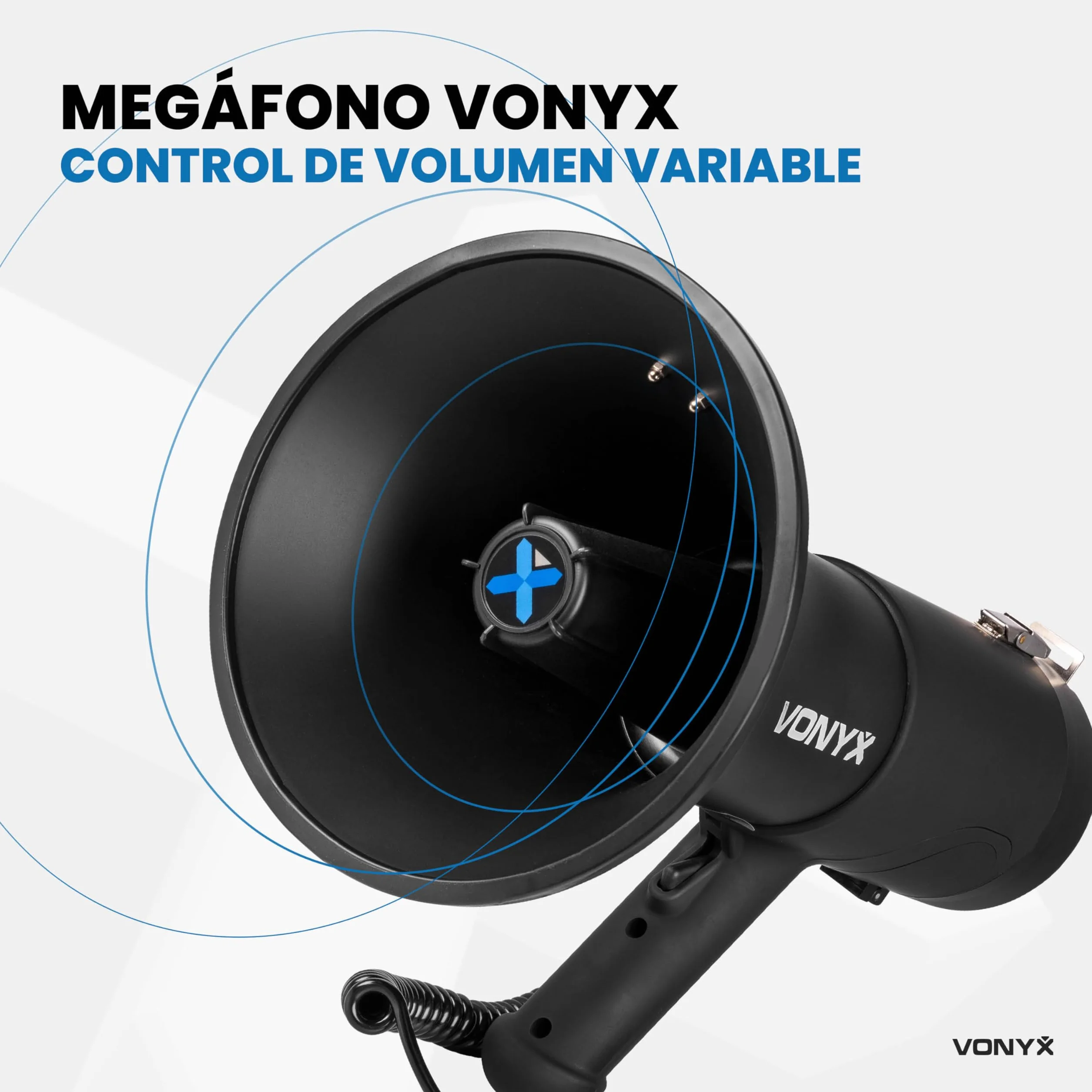 Vonyx MEG075 Megáfono Bluetooth Portátil 75W, Reproductor MP3, Batería Recargable, Negro