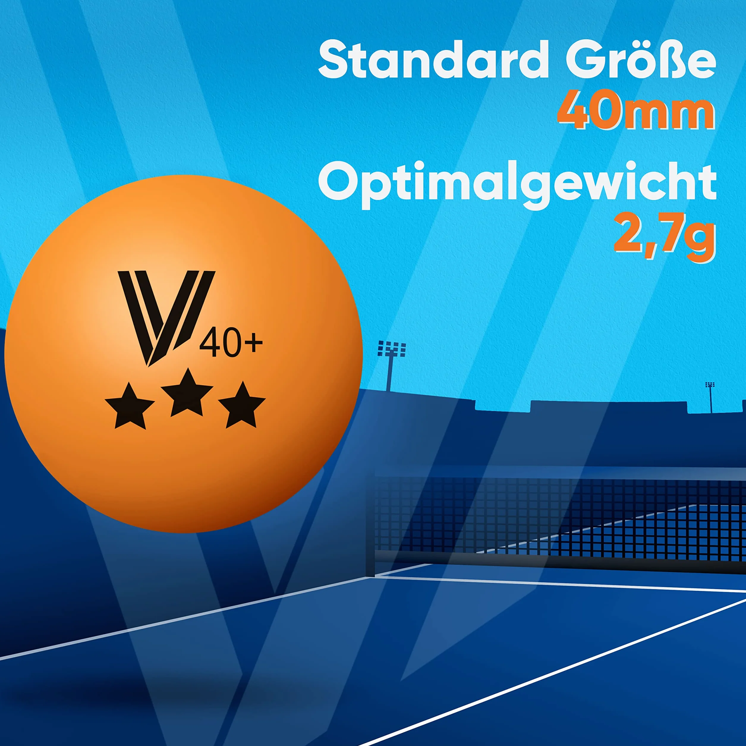 Villkin Pelotas de ping pong 40 mm 24 unidades naranja