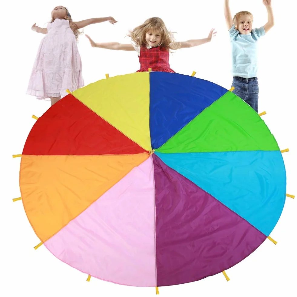 Fafeicy Paracaídas Gigante Multicolor 3 Metros 16 Manijas Tela Oxford