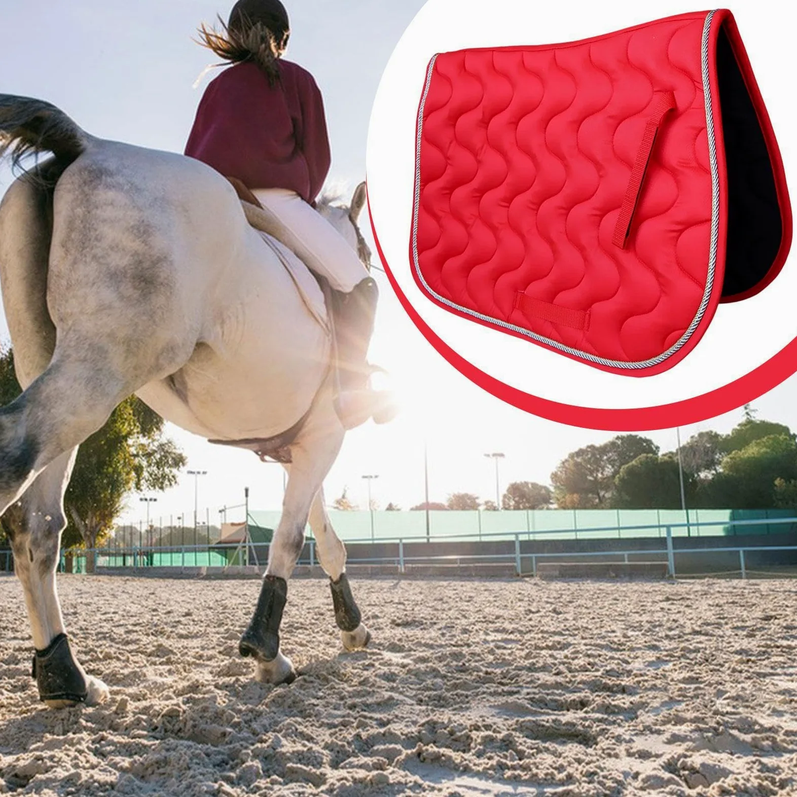Saddle Pad Cojín Antideslizante para Silla de Montar Material Suave Y Cómodo Función de Absorción de Impactos Adecuado para Entrenamiento Salto