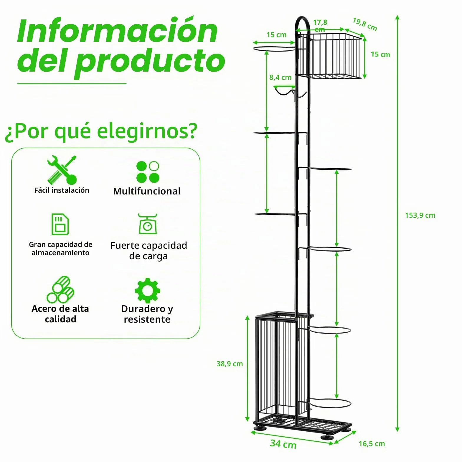 Soporte para bolas 7 niveles, estantería de almacenamiento vertical para baloncesto, fútbol, rugby, voleibol, fútbol (Negro)