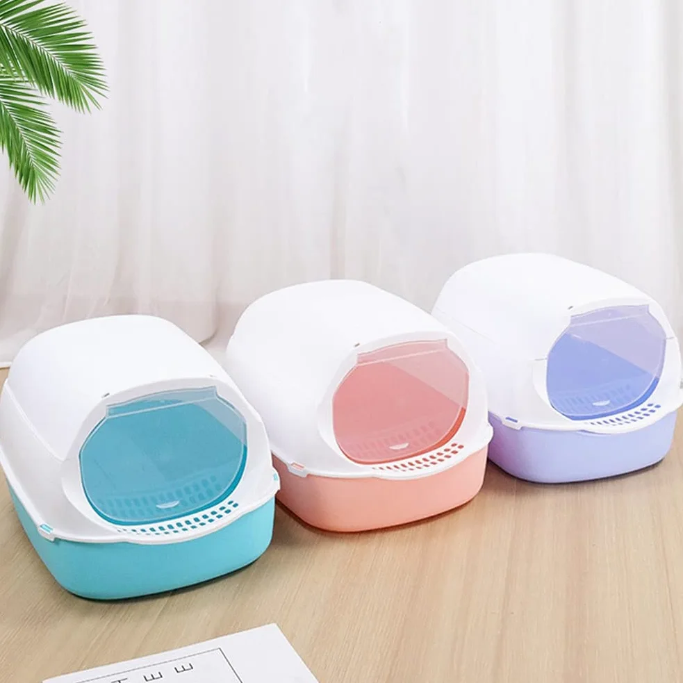 Cajas de Arena Caja Cerrada Completa Caja de Arena de plástico Desodorante Gato Gatito Anti Splash Inodoro Interior Limpio Arena Bedpan Cuenca Gatos Suministros de Limpieza Arenero ​Gatos