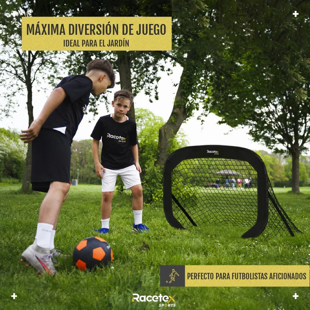 Racetex Portería de fútbol infantil 2 unidades fibra de vidrio reforzada con pelota bomba ancla bolsa