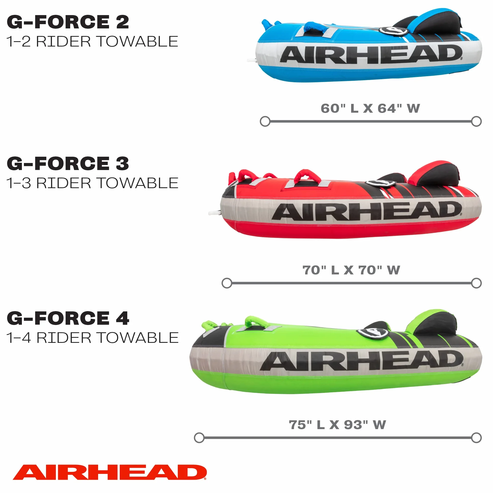 AIRHEAD G-Force Tubo remolcable 1-4 Jinetes para navegación