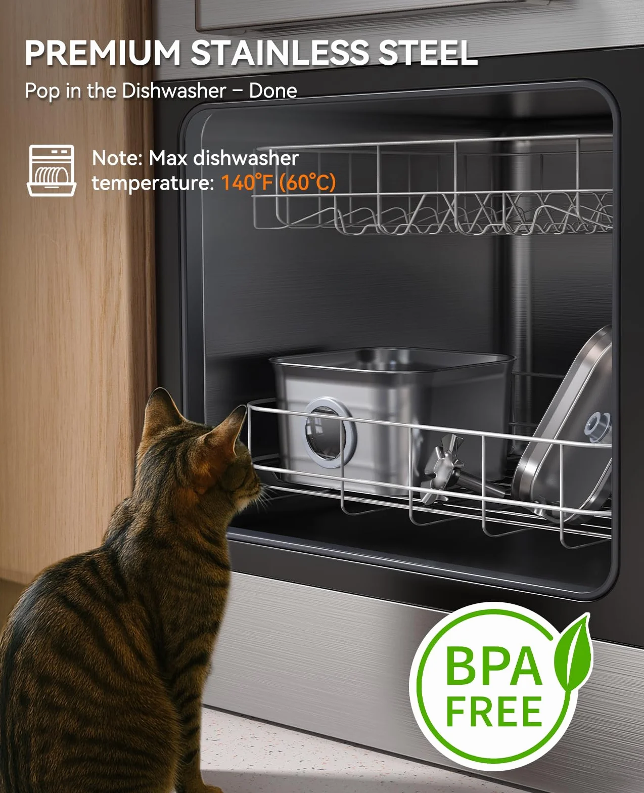 2.8L Fuente para Gatos Acero Inoxidable con 3 Filtros, FEELNEEDY Bebedero Gatos Ultra Silencioso, Filtración de Cuatro Capas, Fácil de Limpiar, Apta para Lavavajillas