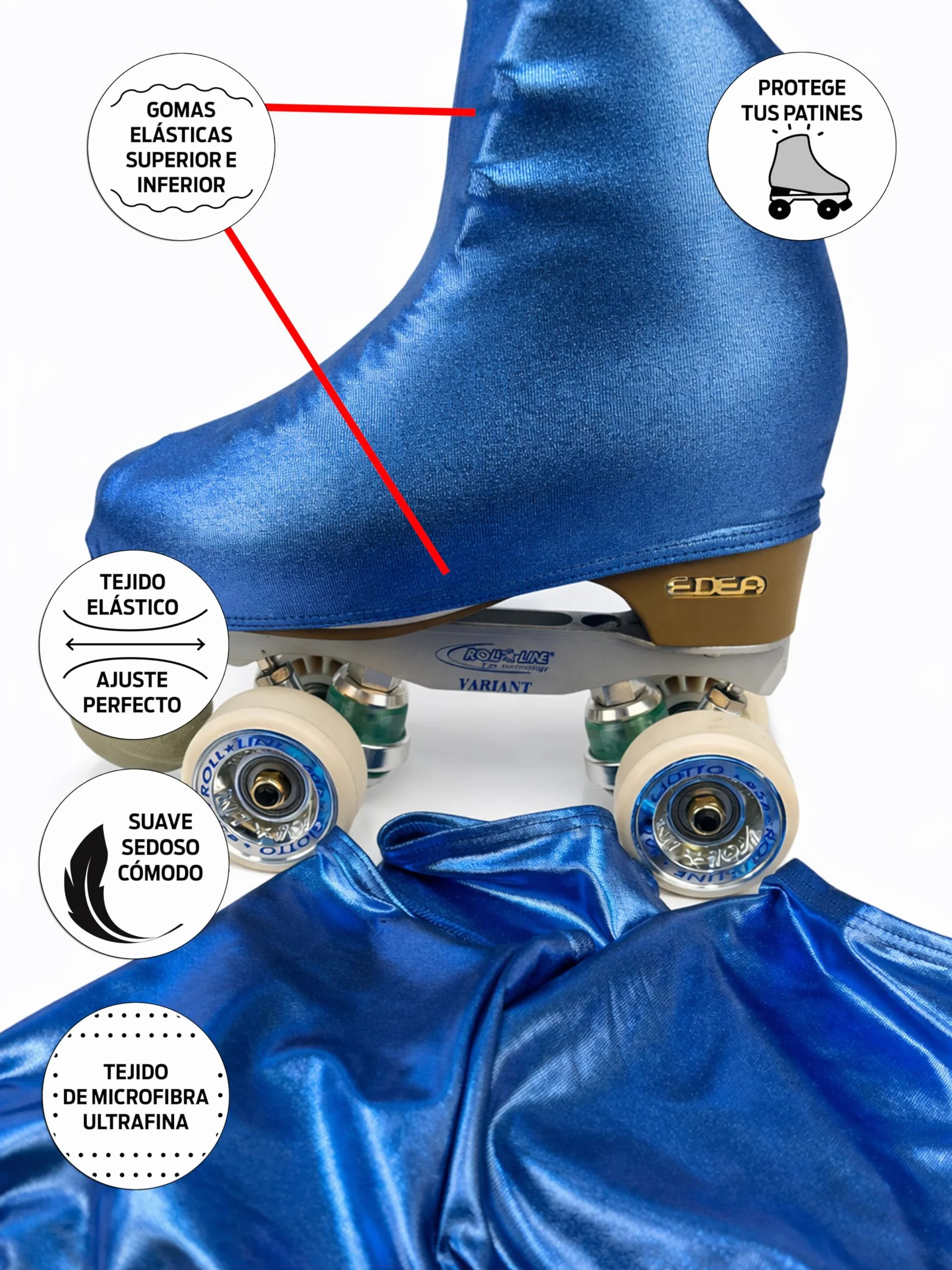 Cubre patín CRLSPORT para patinaje artístico o en línea, 180 densidad, talla universal, azul brillante