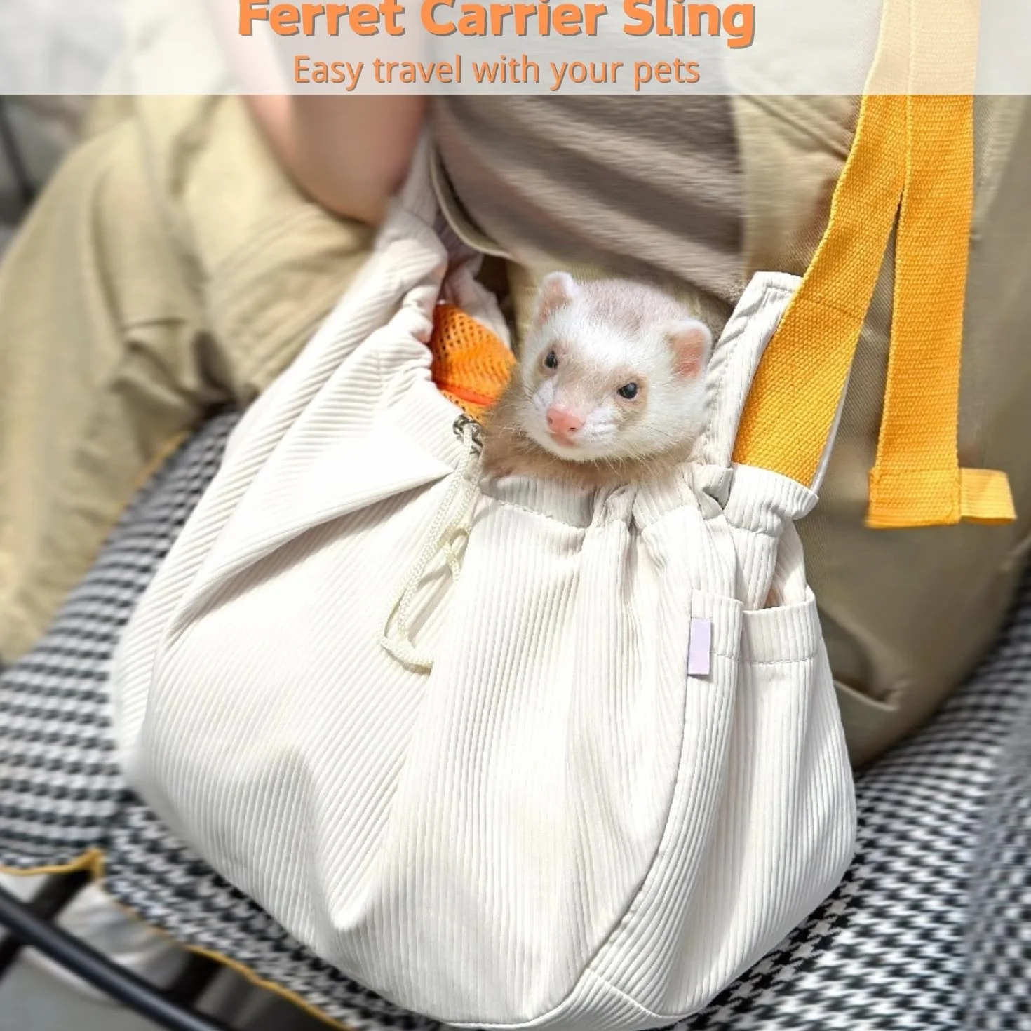 Bolsa de Transporte para Hurones – Bolsa de Transporte para Mascotas con Correa Ajustable, Bolsa de Hombro Manos Libres, Bolsa Cruzada de Viaje, Bolsa de unión Suave para Animales pequeños, Mochila