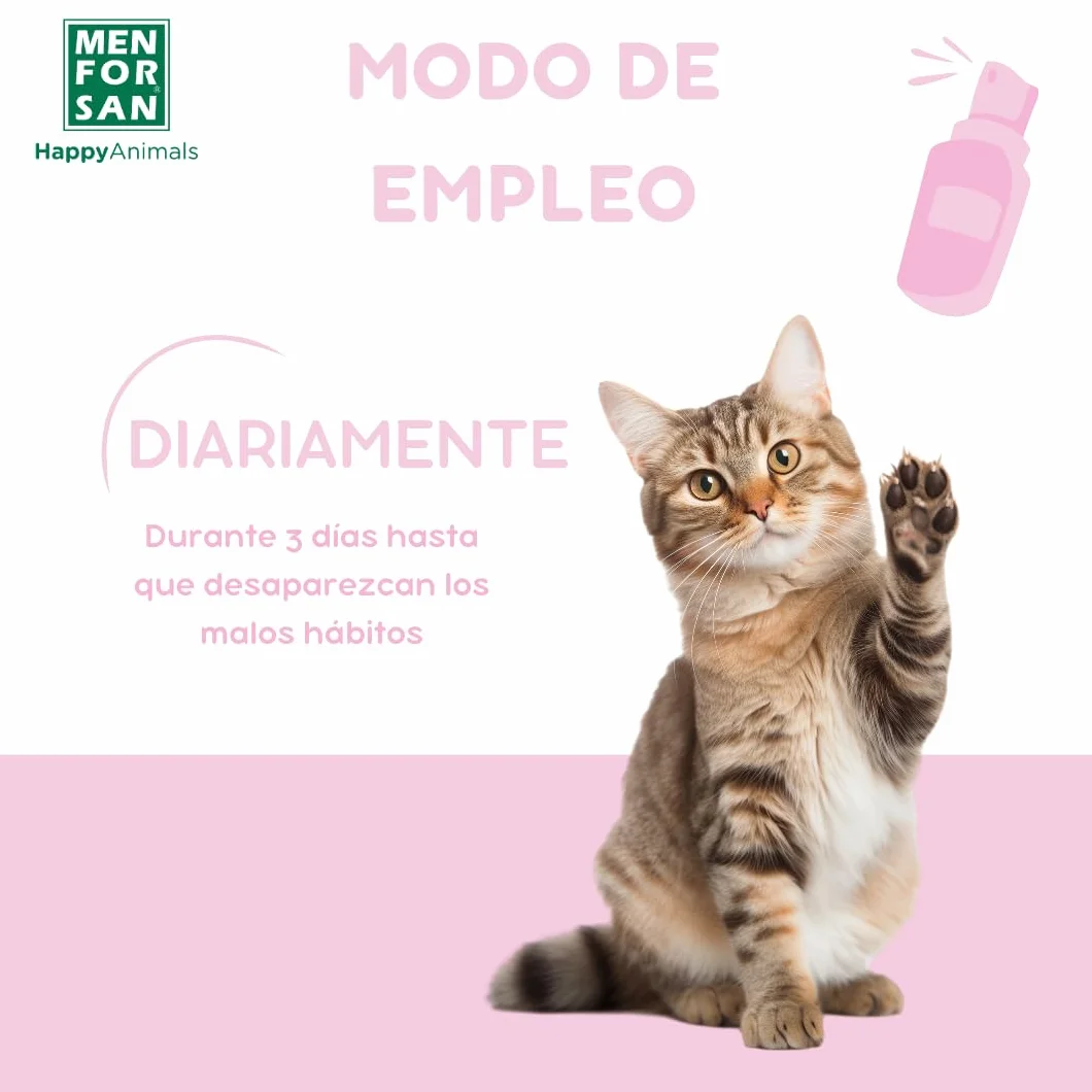 MENFORSAN Antiarañazos y antimordeduras 60ml, Producto educador Natural para Gatos