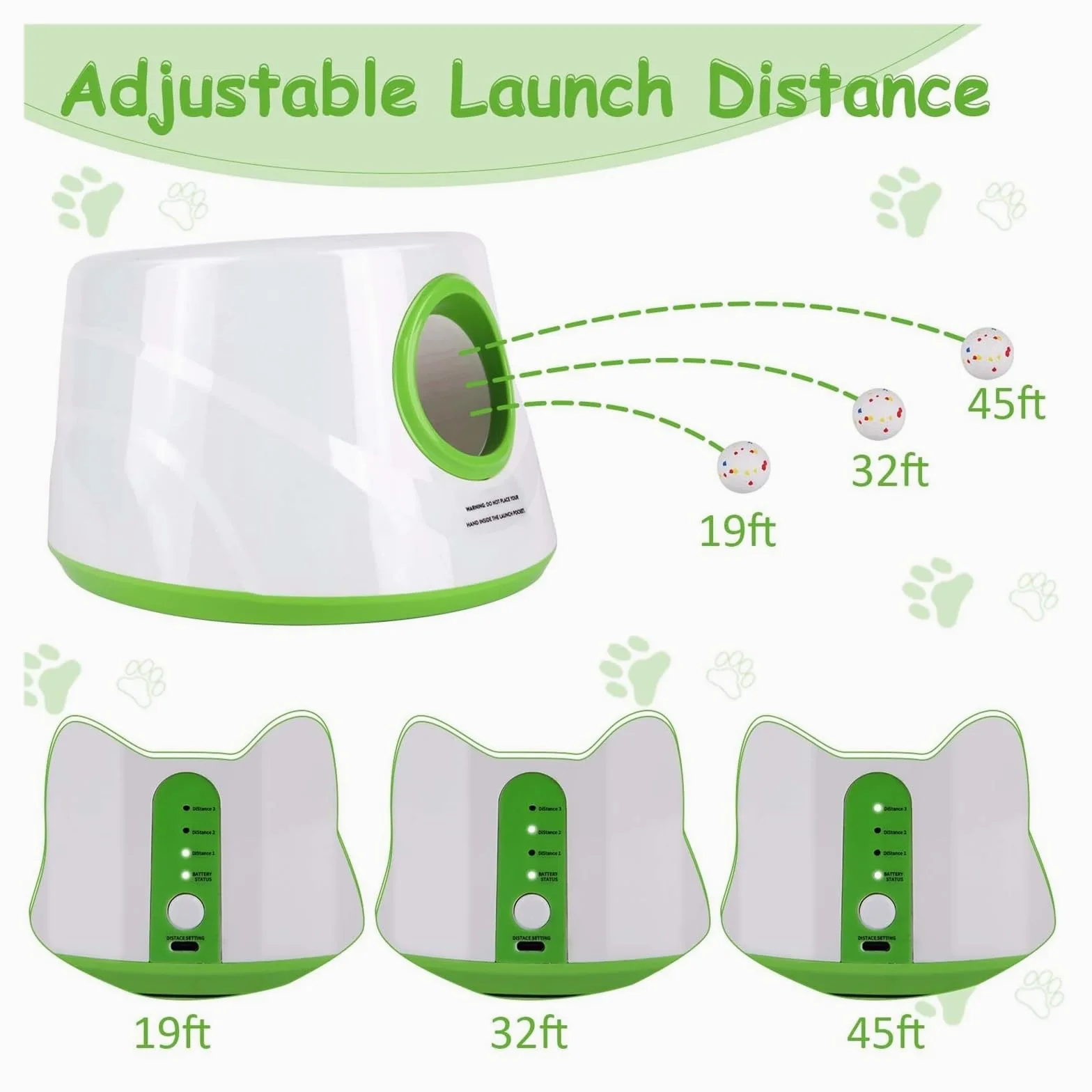 1 Uds. Máquina interactiva de Lanzamiento de Pelotas de Tenis for Entrenamiento de Perros(Green-Upgrade)